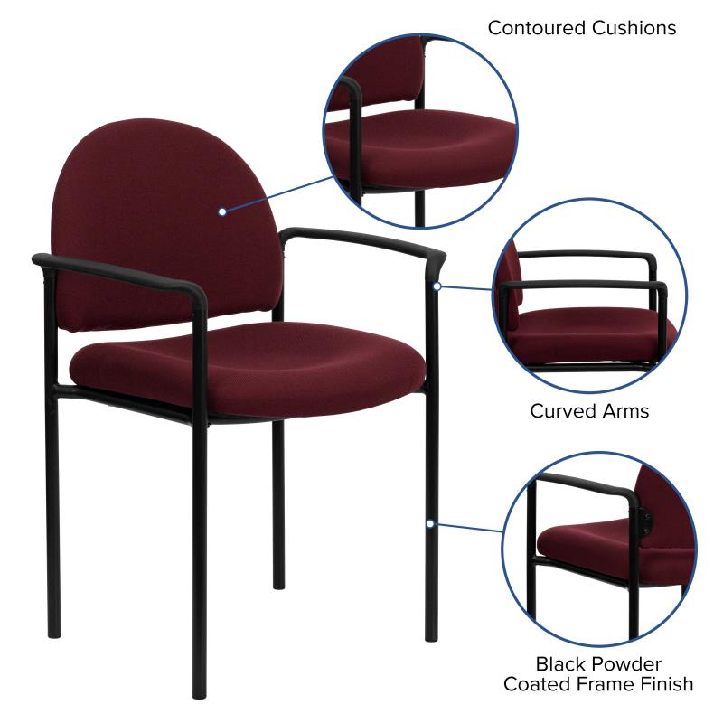 FLASH Tiffany Comfort Gray Fabric Stackable Steel Side Reception Chair with Arms - Modern Office Seating for Waiting Rooms, Lobbies & Conference Areas