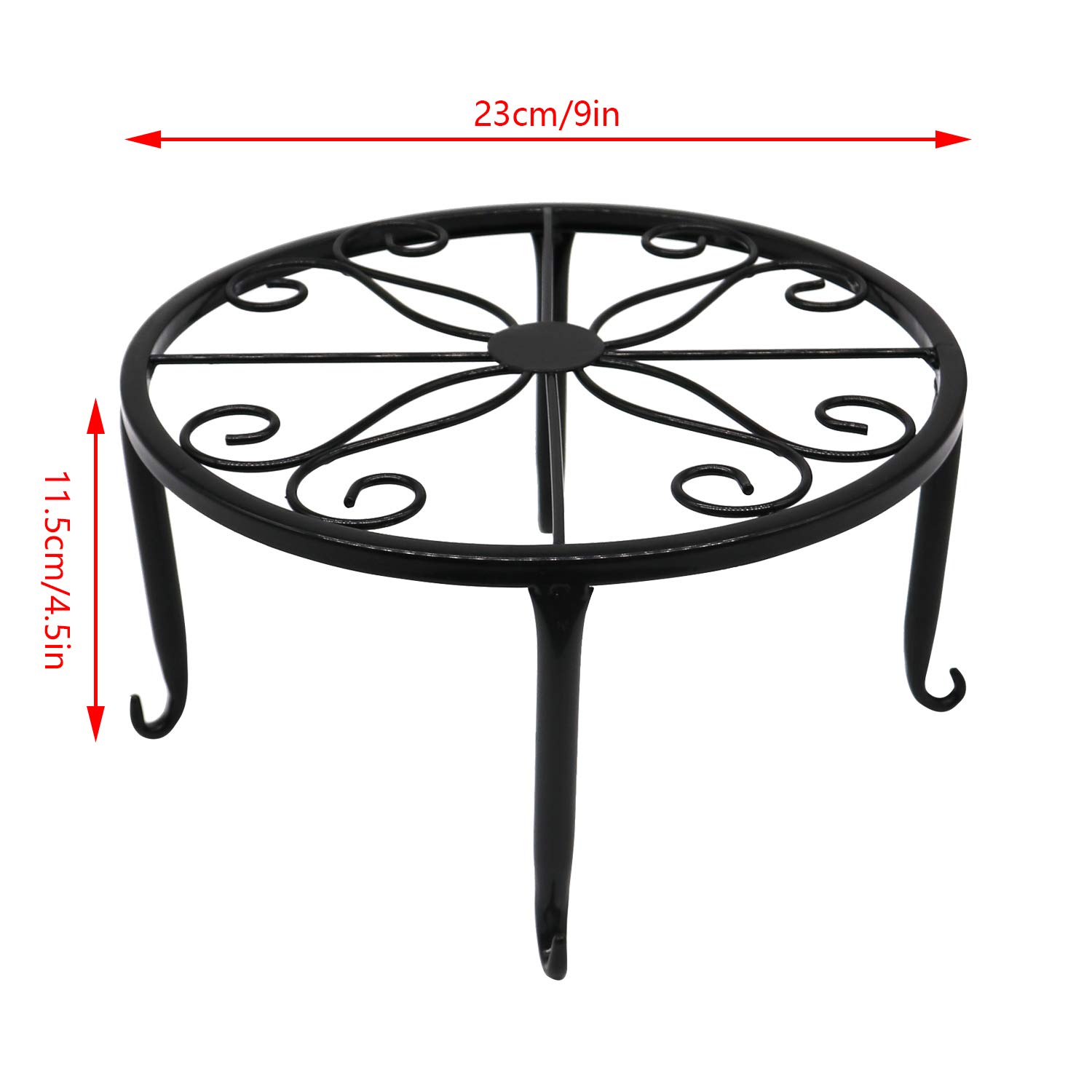 3 Pack Black Metal Plant Stands for 9 Inch Round Flower Pots - Indoor Outdoor Garden, Patio, Balcony Decor - Perfect for Succulents, Herbs, and Small Plants