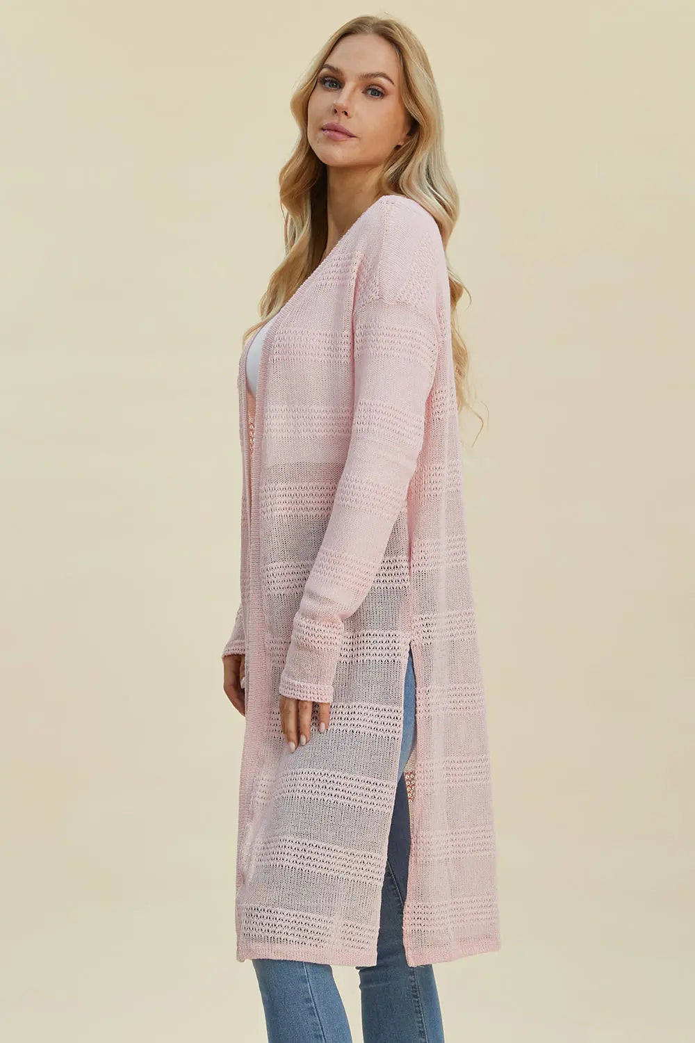 Double Take Full Size Open Front Longline Cardigan for Women | Soft & Cozy Knit Sweater | Perfect for Layering, Office Wear & Casual Outfits