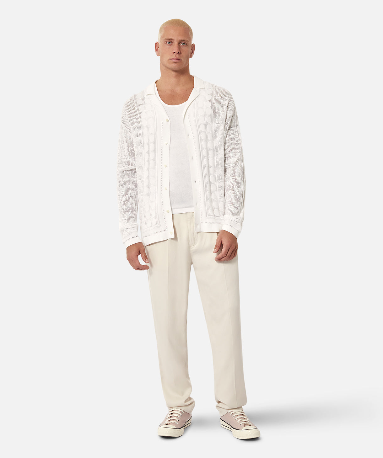 Venezia LS Polo Shirt for Men - Premium Cotton Casual Wear - Chalk White Color - Perfect for Golf, Office & Everyday Outfits