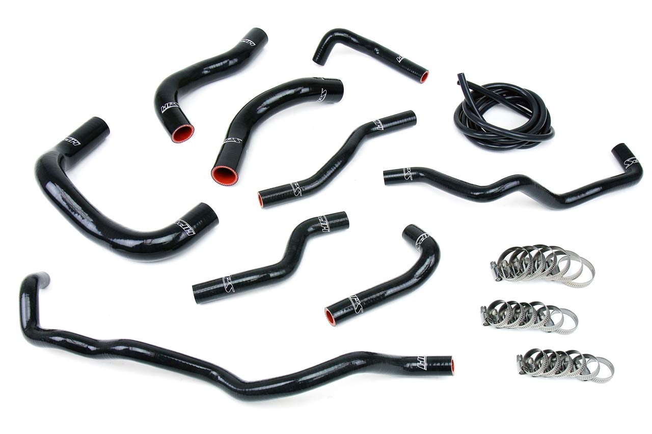 HPS 57-1341-BLK Black Silicone Radiator Coolant Hose Kit & Heater Hose - High Performance Cooling System Upgrade for Cars, Trucks & SUVs - Perfect for Daily Driving, Off-Road & Racing Applications