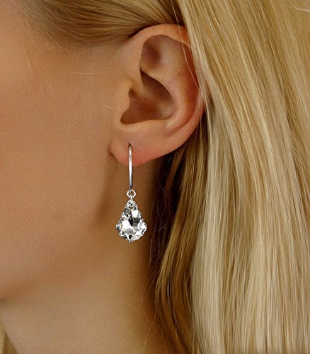 SILVEGO Baroque Silver Earrings with Swarovski Crystals - Elegant Party Jewelry