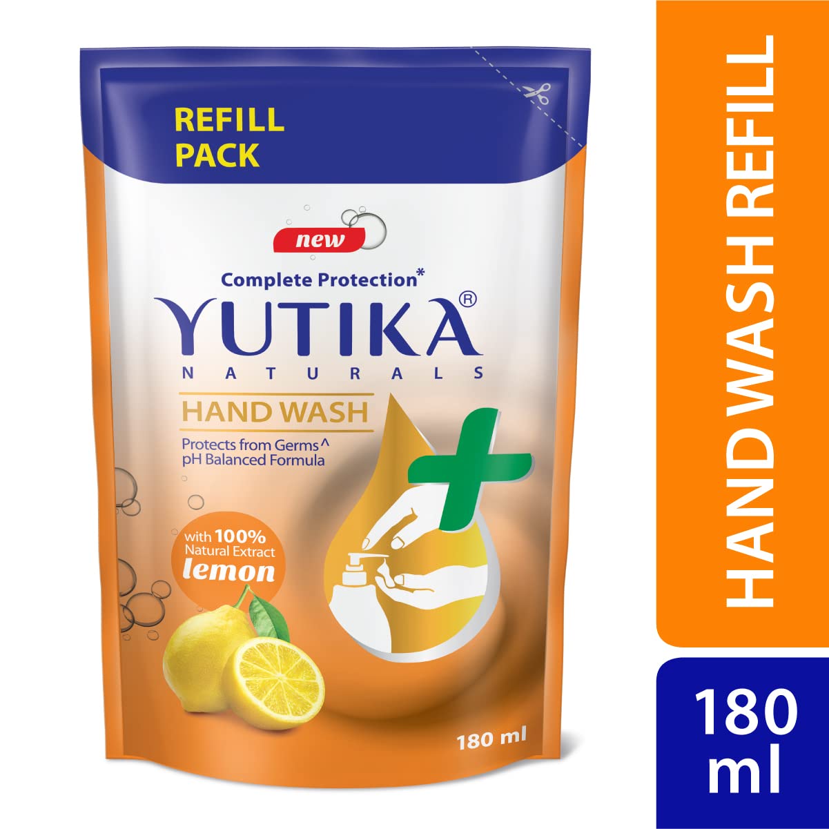 Yuthika Lemon Scented Hand Soap Refill - 180ml (3 Pack) | Antibacterial Liquid Soap for Kitchen, Bathroom & Office | Fresh Citrus Fragrance, Gentle on Skin
