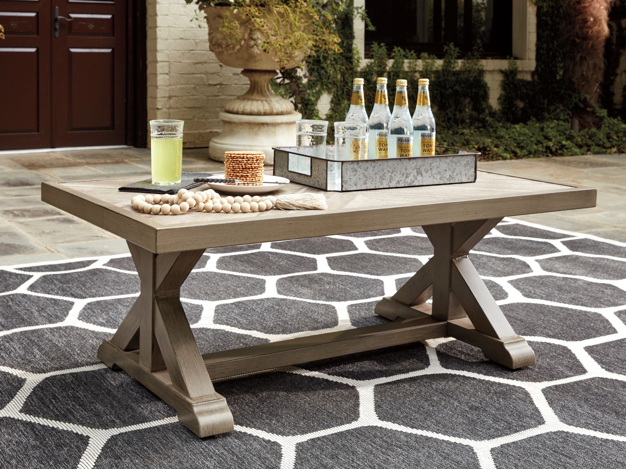 Beachcroft Outdoor Coffee Table - Weather-Resistant Brown Patio Furniture for Garden, Poolside & Backyard Relaxation