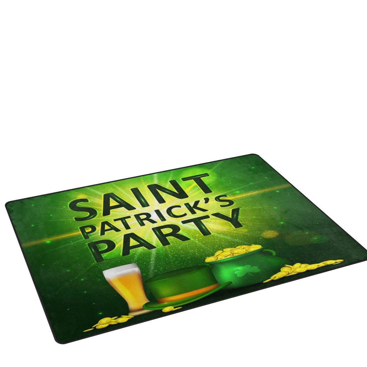ALAZA St. Patrick's Day Leprechaun Hat Clover Printed Foam Rug 20