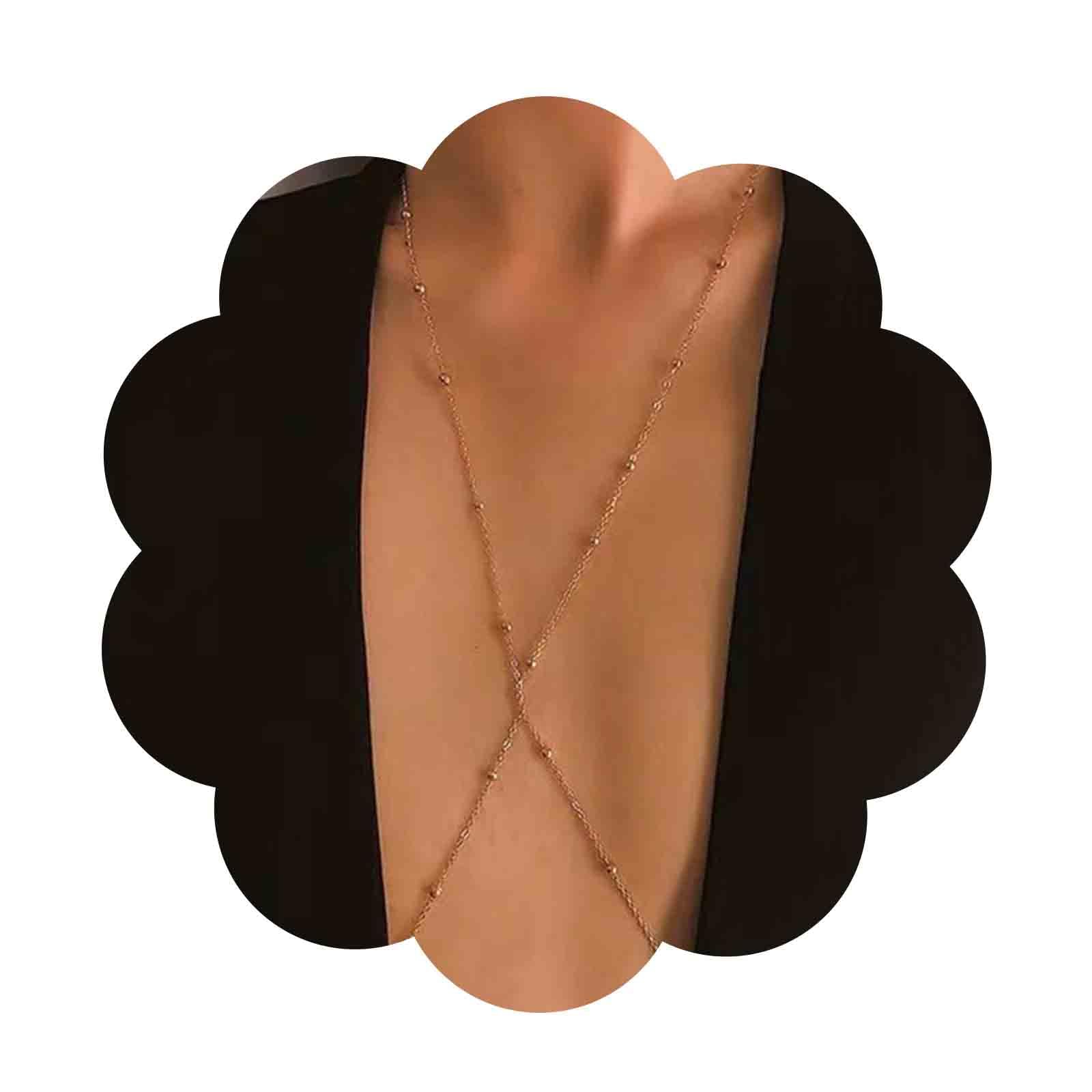 Boho Bra Body Chain - Shiny Gold Belly Chain Harness Necklace for Women | Summer Beach Bikini Accessory, Nightclub Fashion Jewelry | Perfect for Music Festivals, Pool Parties & Date Nights