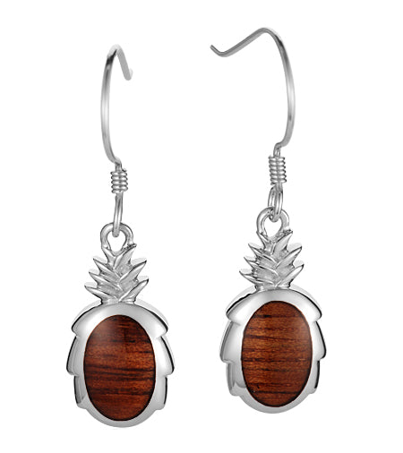 Handmade Koa Wood Pineapple Earrings - Hawaiian Style Dangle Earrings for Women - Perfect for Beach Vacations & Summer Outfits