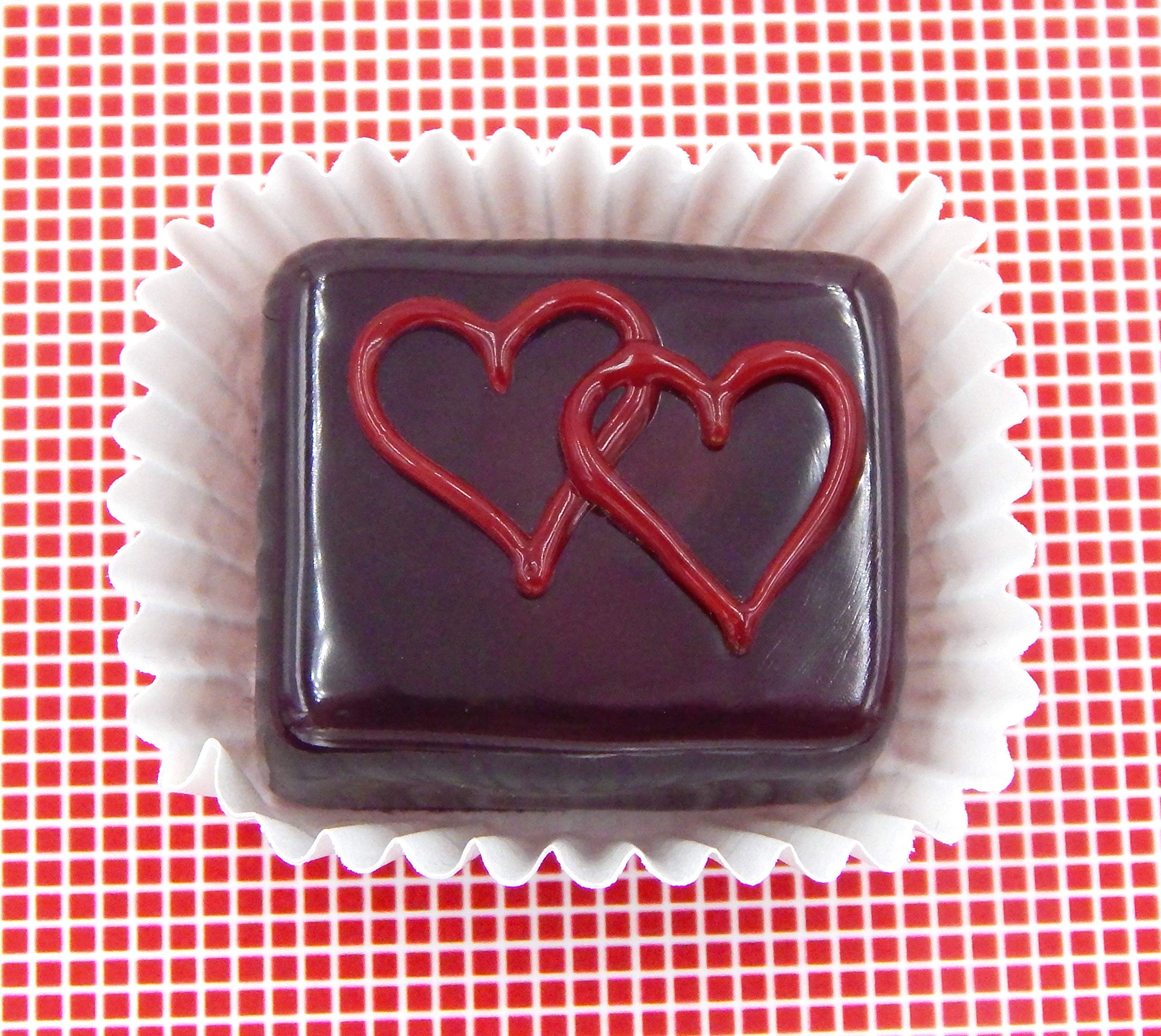 Handmade Chocolate Treats with Double Line Hearts Candy - Delicious Cherry Hearts Chocolate Gift for Valentine's Day, Anniversaries & Romantic Occasions