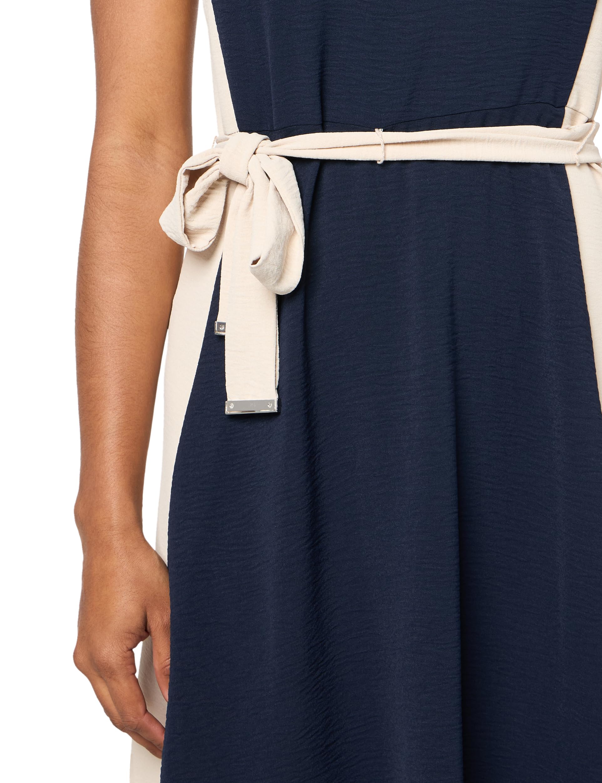 DKNY Women's Sleeveless Two-Toned Tie Waist Midi Dress - Perfect for Summer Parties, Cocktail Events & Office Wear