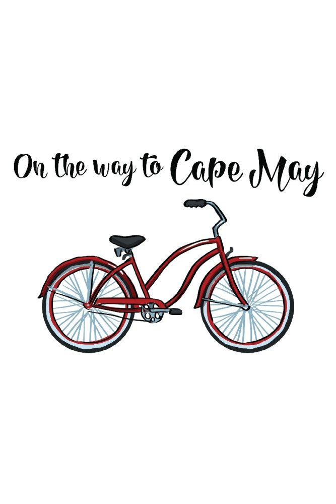 Cape May New Jersey Beach Cruiser Bike Travel Poster - 36x54 Giclee Gallery Print, Vintage Coastal Wall Art Decor for Living Room, Bedroom & Office