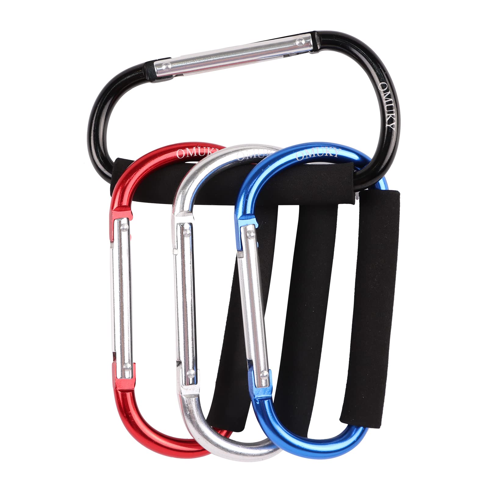 OMUKY 2-Pack Heavy Duty Carabiner Clips - Multipurpose Snap Hooks for Grocery Bags, Strollers, Backpacks & Shopping (Oversized Sponge Handle) - Perfect for Grocery Shopping, Hiking, Travel & Daily Organization