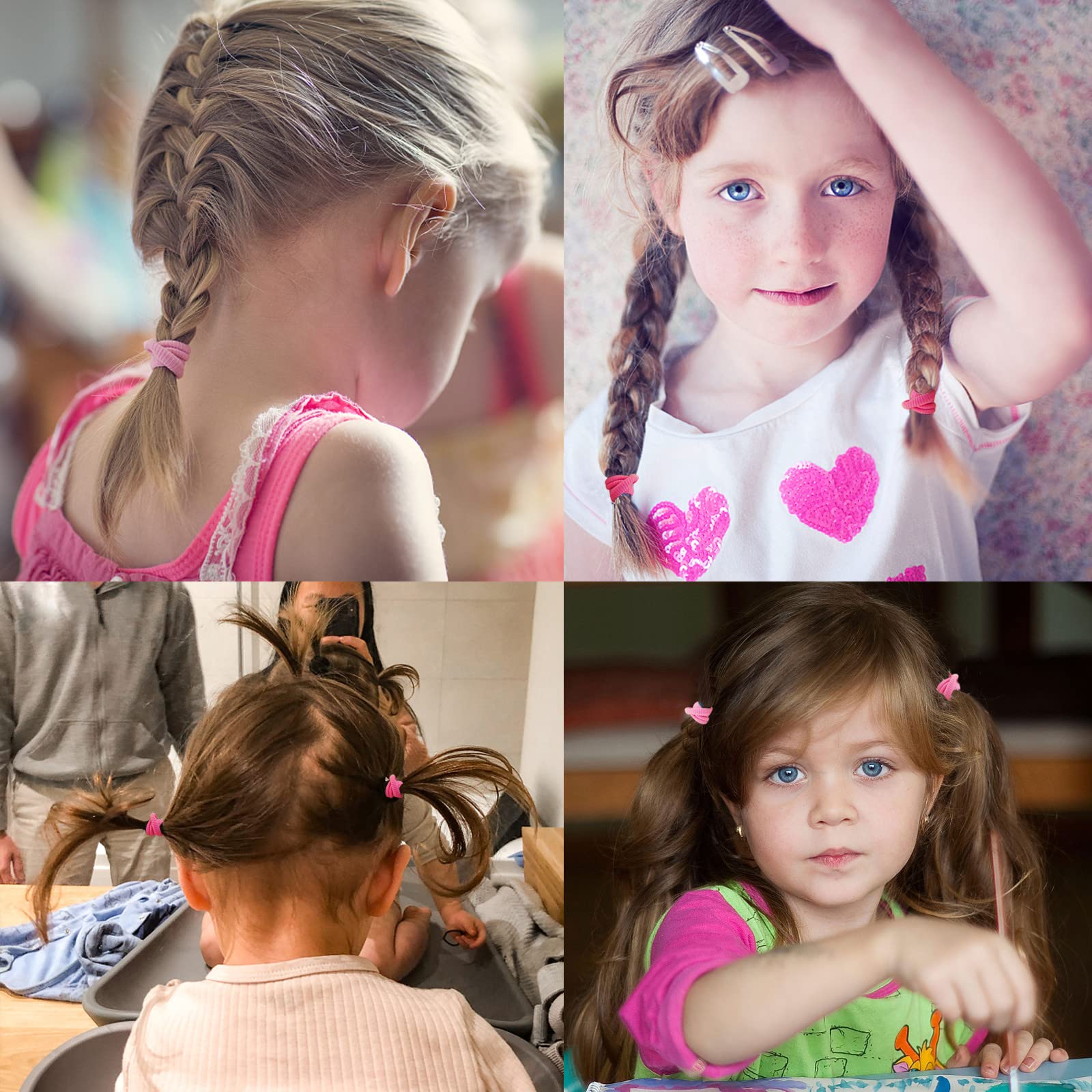 100pcs Soft Pink Baby Hair Bands for Toddlers & Girls - Gentle Elastic Hair Ties & Ponytail Holders for Everyday Use, School & Special Occasions