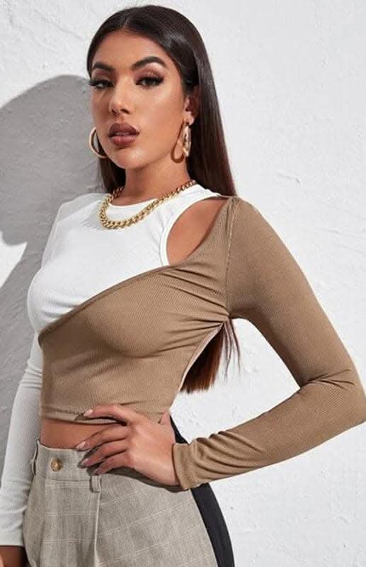 Trendy Color Block Strapless Top for Women - Fashionable Summer Blouse for Parties, Beach & Casual Outings