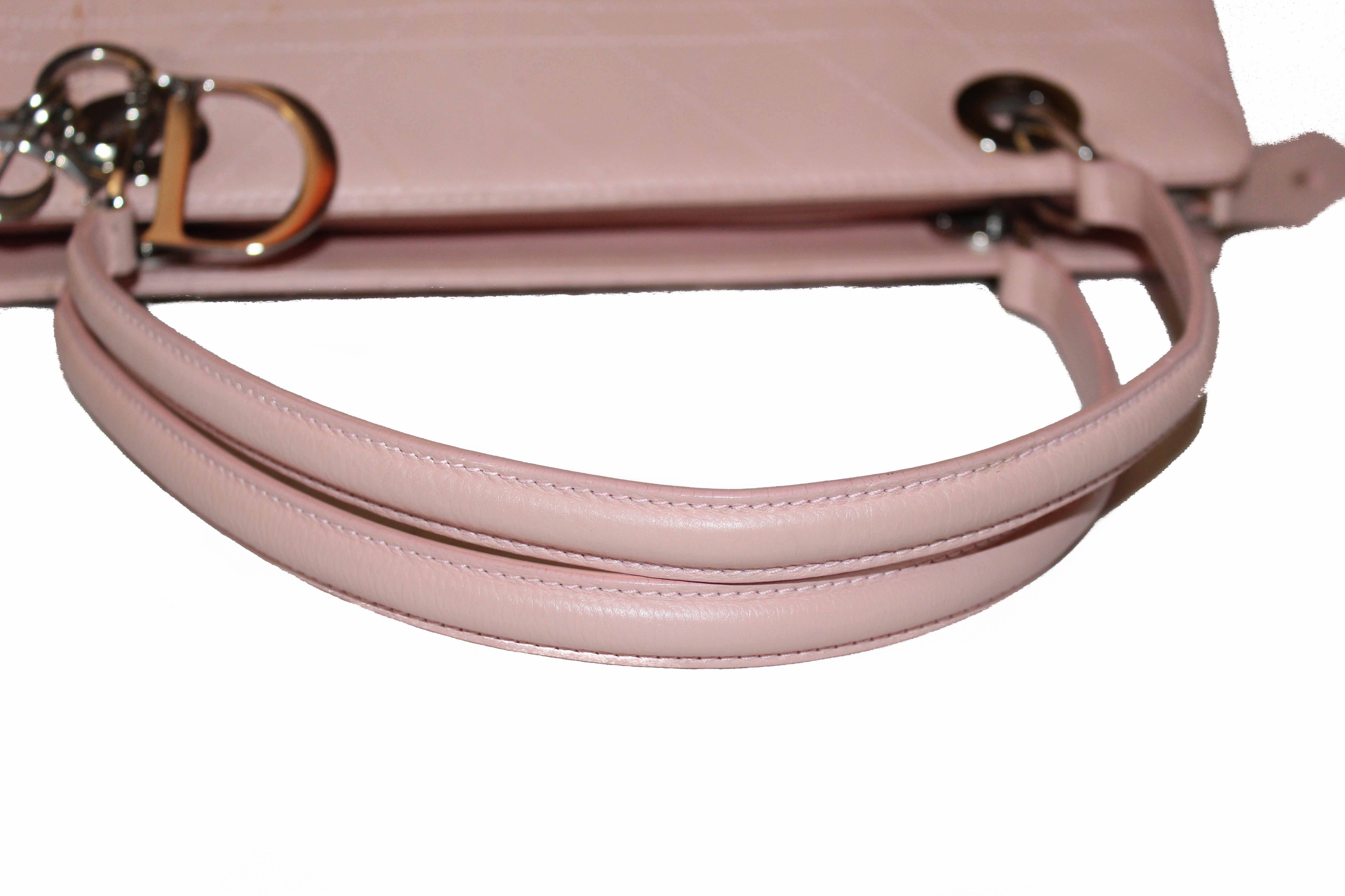 Authentic Christian Dior Pink Calfskin Leather Tote Shoulder Bag for Women | Luxury Designer Handbag for Work, Travel & Everyday Use