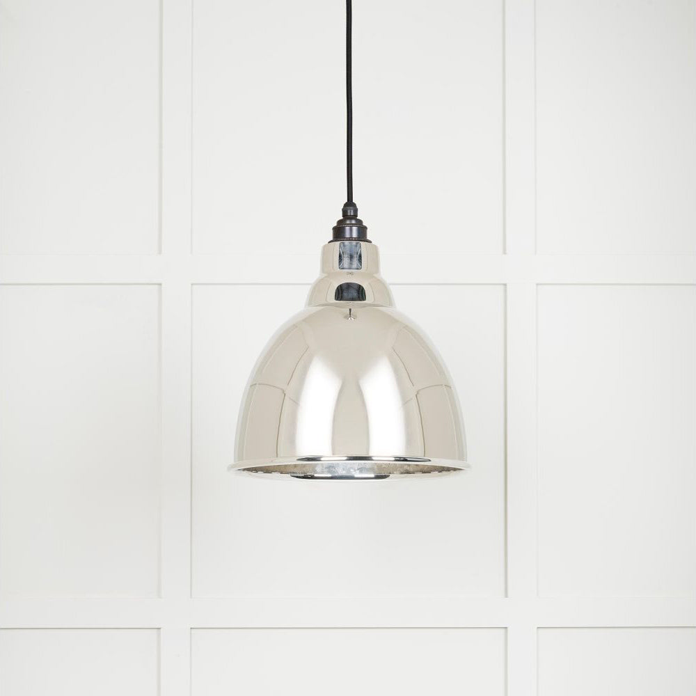 Hammered Polished Nickel Brindley Pendant Light - Modern Industrial Ceiling Fixture for Kitchen Island, Dining Room & Bedroom Lighting