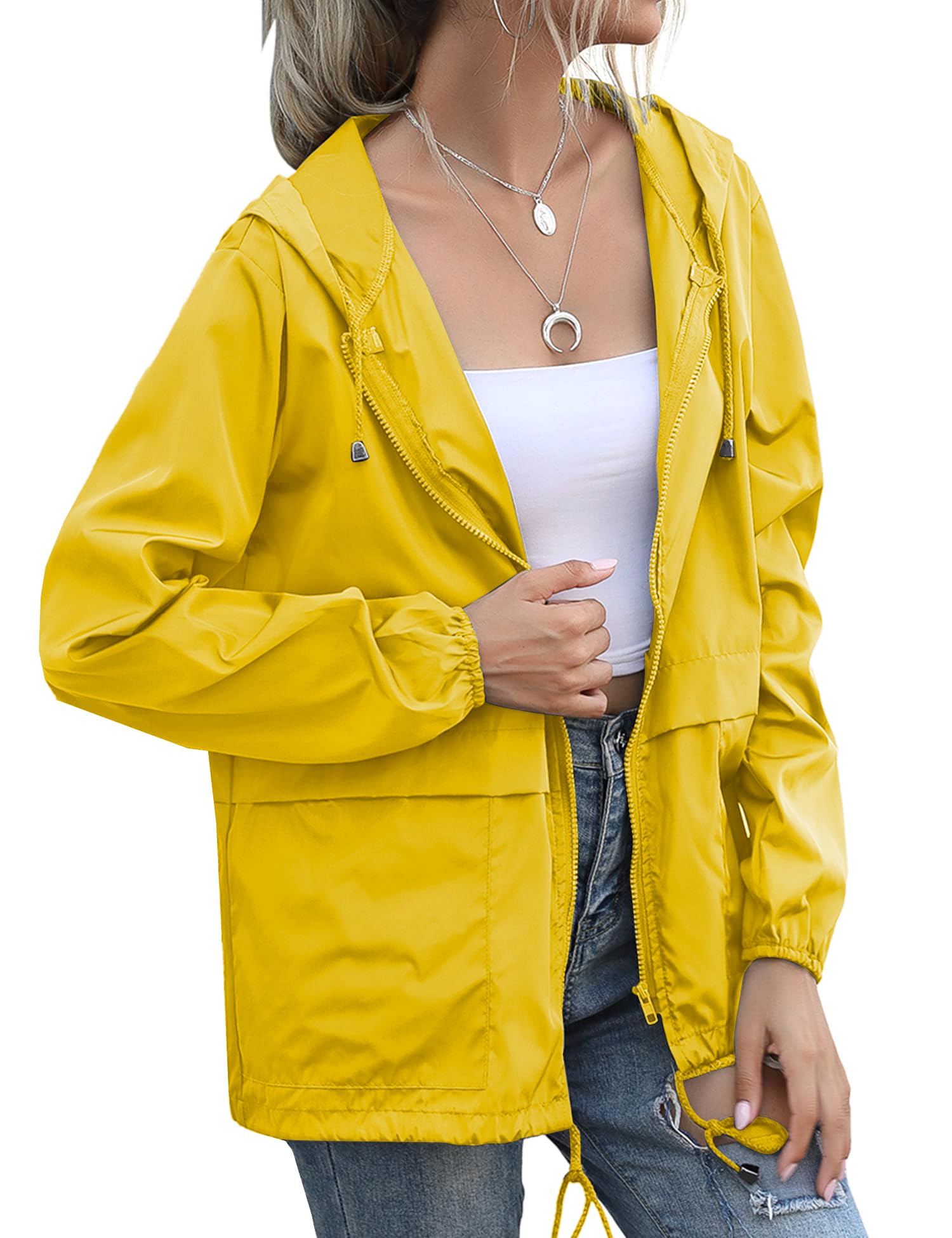 Women's Waterproof Raincoat Windbreaker - Lightweight Hooded Trench Coat for Outdoor Activities (Sizes S-XXL) | Perfect for Hiking, Commuting & Rainy Day Protection