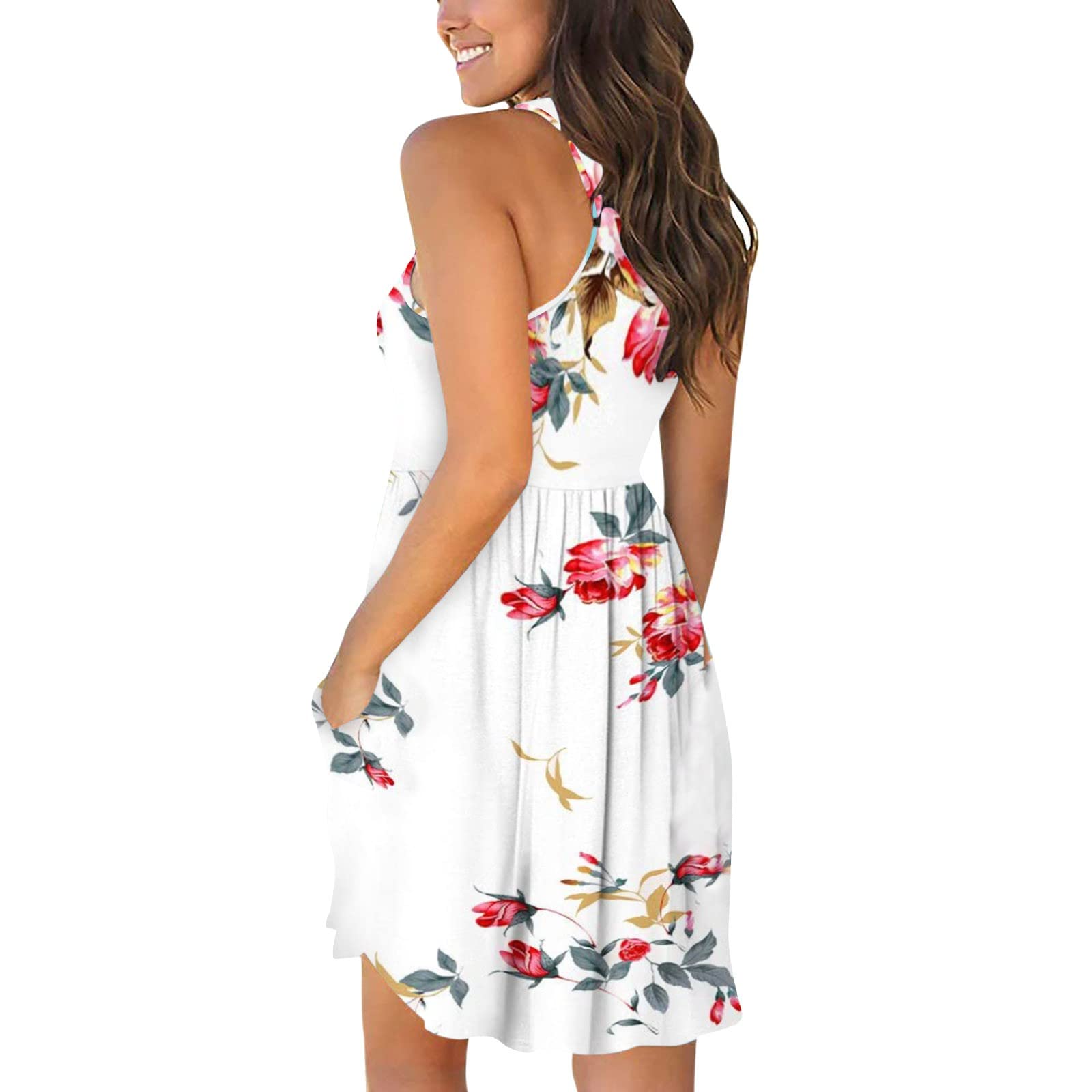 Women's Boho Sundress - White Casual Maxi Dress for Vacation, Petite to Plus Size (S-XXL) | Perfect for Beach, Summer Outings & Boho Fashion