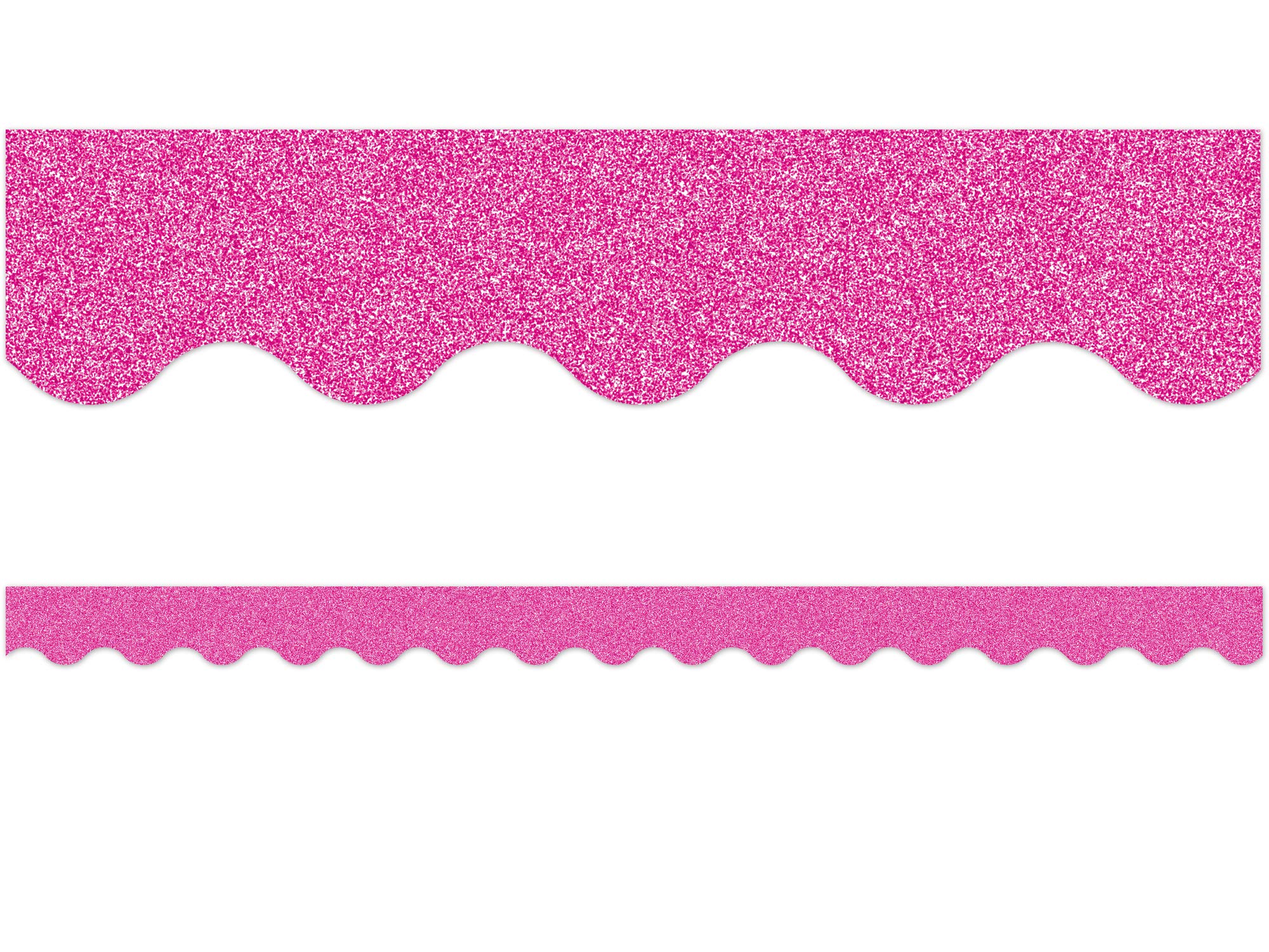 Sparkling Pink Scalloped Border Trim for Classroom Bulletin Boards, Party Decorations & DIY Crafts - Glitter Scallop Edge Decorative Trim