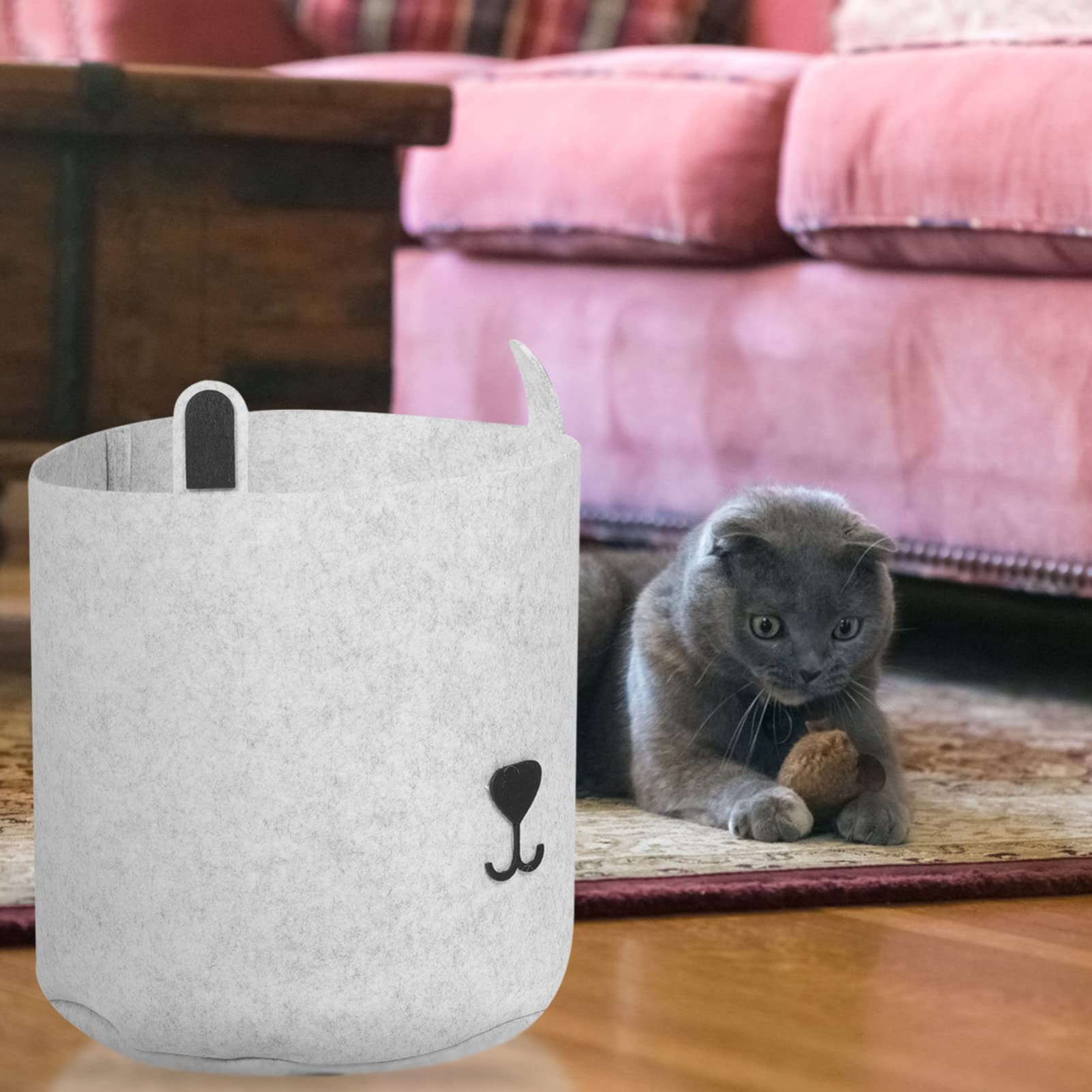 POPETPOP 2-Pack Felt Storage Baskets - Laundry Hamper & Toy Organizer for Clothes, Toys, Dog Supplies | Foldable Fabric Box for Nursery, Closet, Playroom & Bedroom Organization