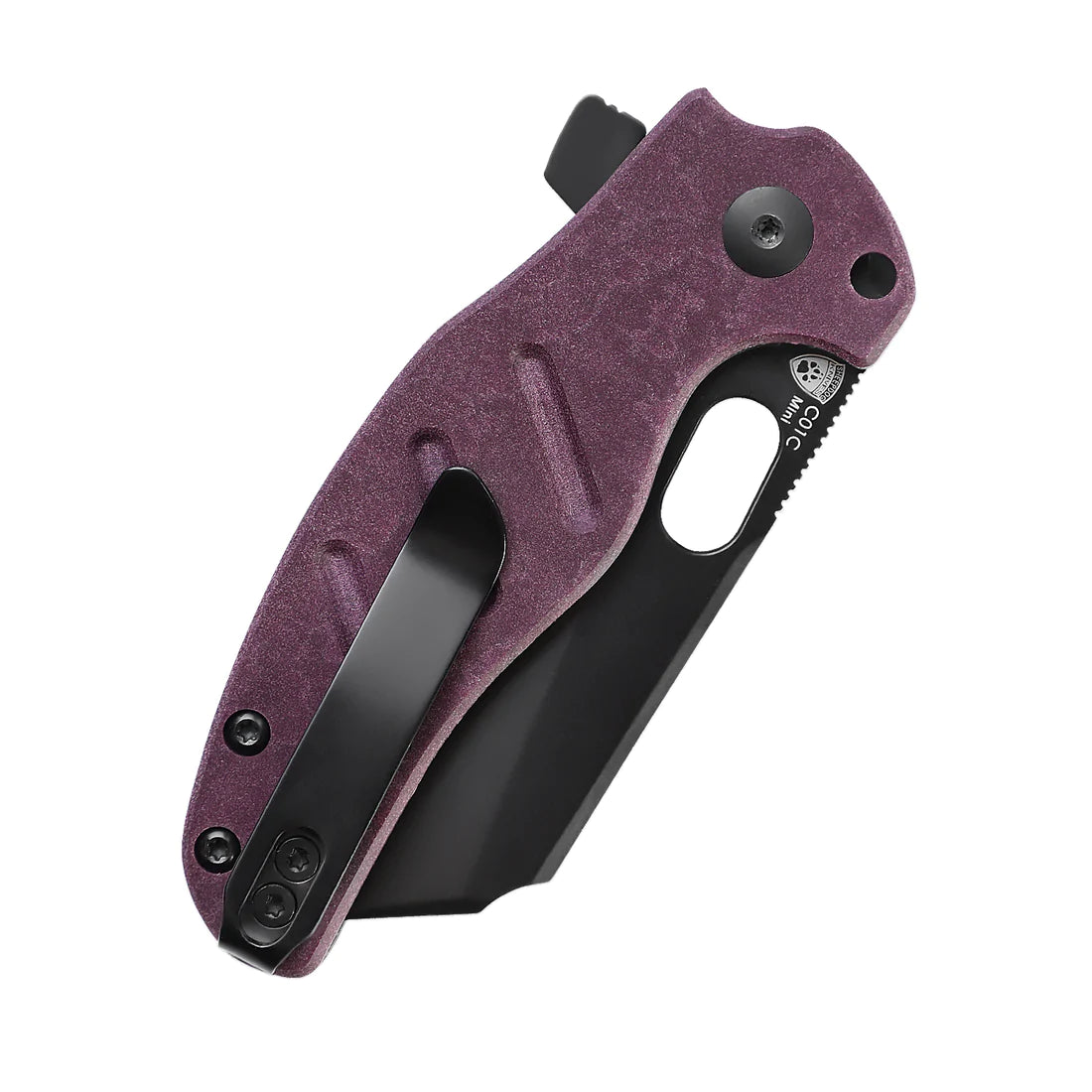 Kizer V3488A5 Vanguard Mini Sheepdog Folding Knife - Black Stonewash Blade & Red Richlite Handles - EDC Pocket Knife for Camping, Hiking, and Outdoor Adventures
