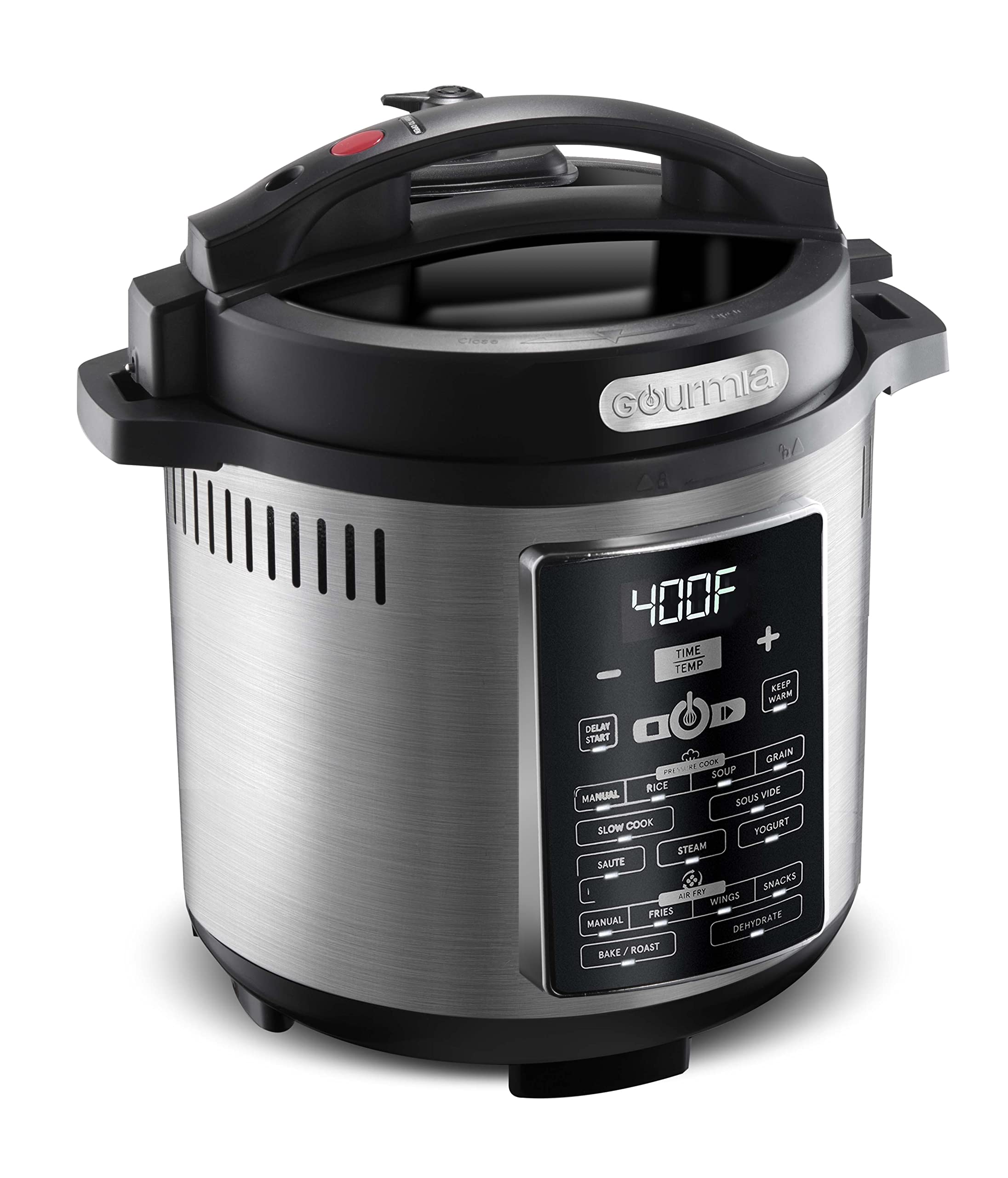 Gourmia GPA2060 6-Quart Multi-Function Pressure Cooker & Air Fryer Combo - 15 One-Touch Smart Programs with Nonstick Pot, Air Fry Basket & Accessories - Perfect for Fast Cooking, Healthy Air Frying & Meal Prep