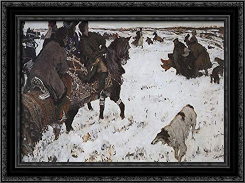 Valentin Serov 'Peter I On The Hunt' 24x18 Black Ornate Wood Framed Canvas Art - Premium Wall Decor for Living Room, Bedroom & Office
