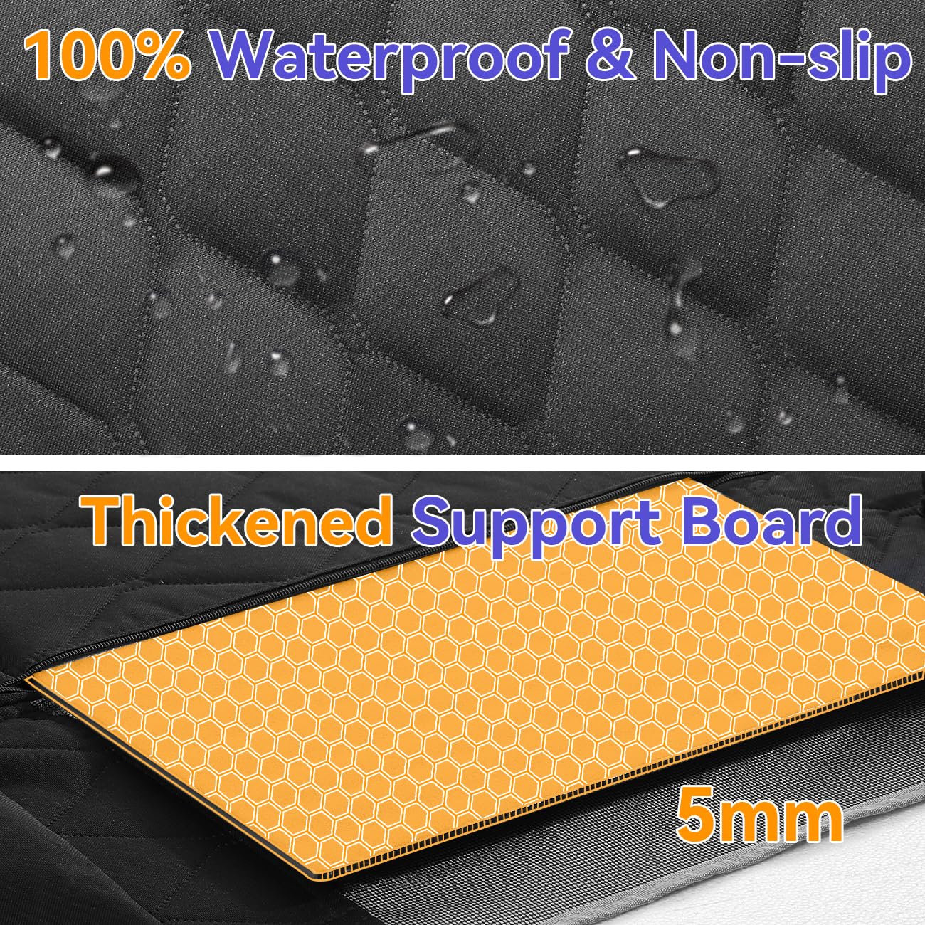 Waterproof & Scratch-Proof Dog Car Seat Cover for SUV/Truck - Heavy Duty 400LBS Capacity Hard Bottom Extender with 2 Seatbelts, Durable Pet Car Hammock & Travel Bed - Perfect for Road Trips, Vet Visits & Outdoor Adventures (Black)
