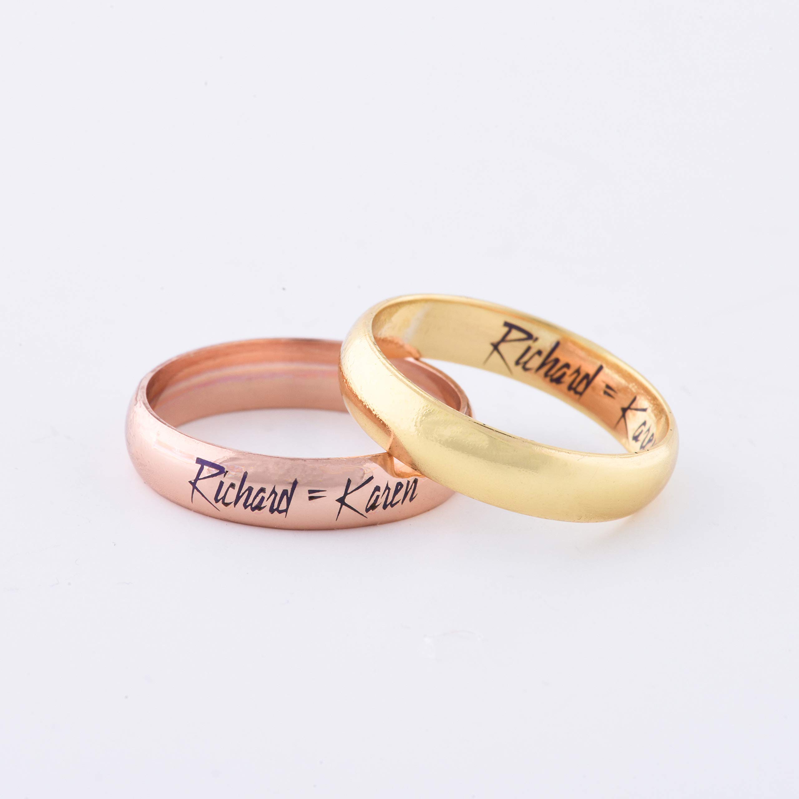 14K Solid Gold Wedding Ring Set for Couples - Classic His and Hers Half Round Band, Rose Gold Personalized Matching Wedding Bands - Perfect for Anniversaries, Engagements & Romantic Gift Giving
