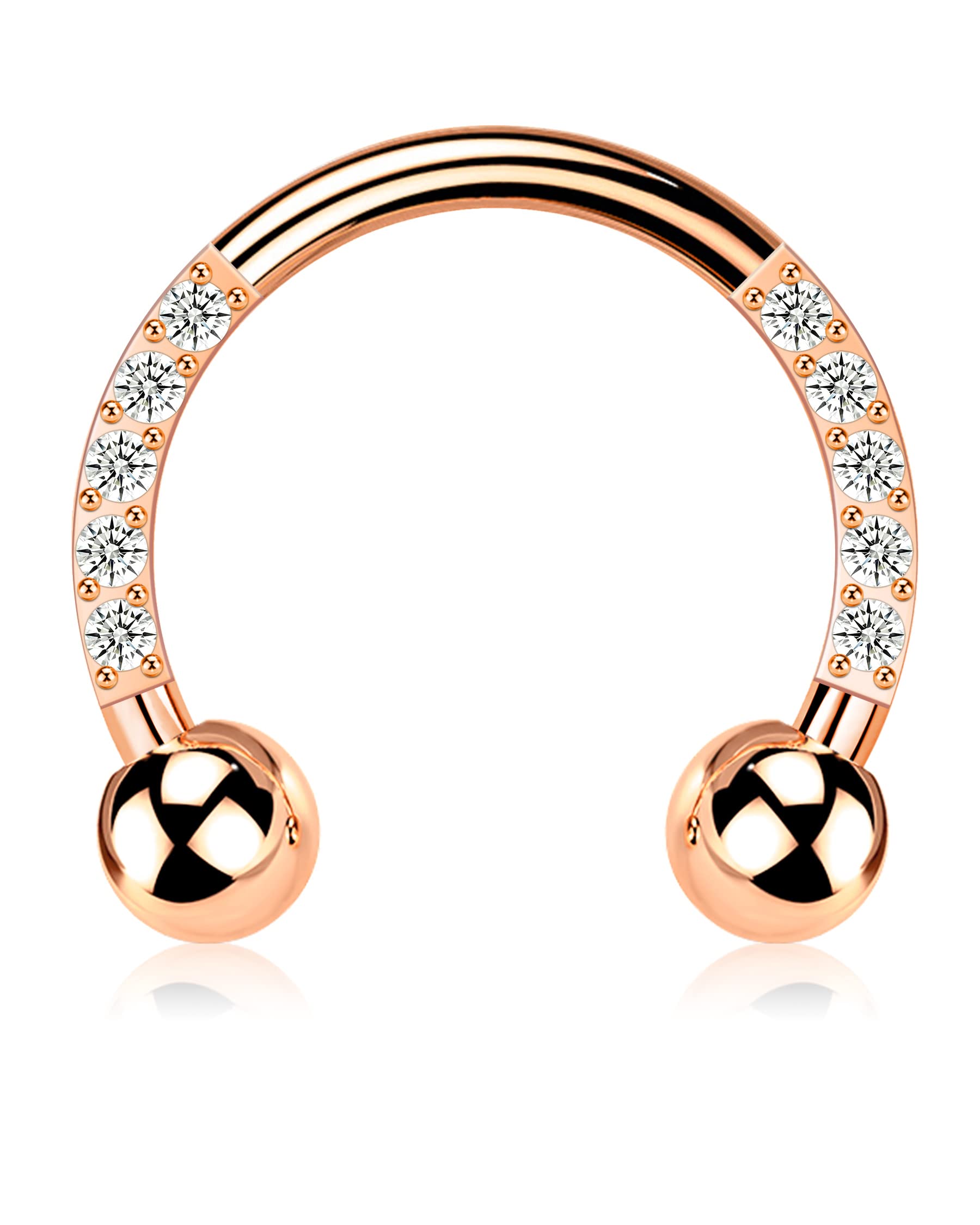 Melighting Titanium Septum Rings - G23 Hypoallergenic Nose Hoop 16G with Clear CZ - Horseshoe Daith & Helix Earrings - Body Piercing Jewelry for Women & Men - Perfect for Everyday Wear, Parties & Alternative Fashion