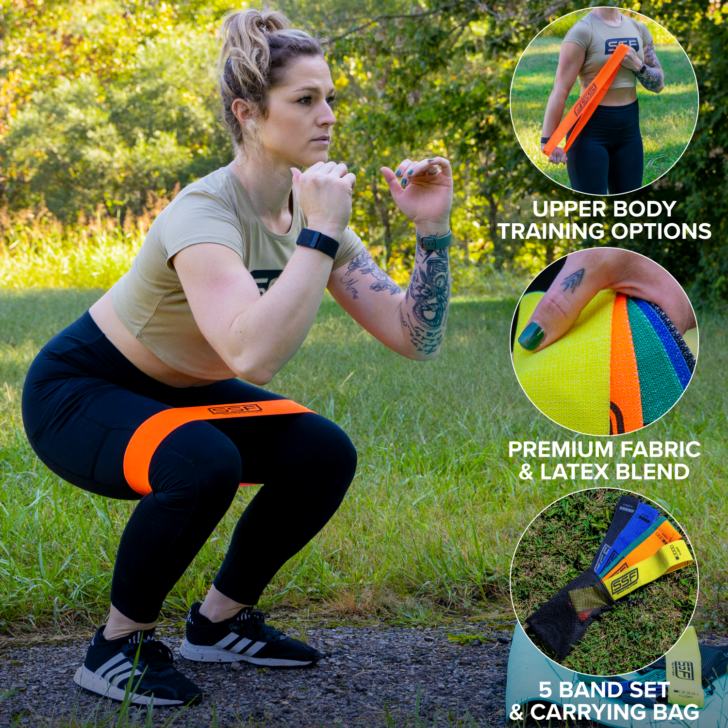 5-Piece Fabric Mini Loop Resistance Band Set for Strength Training, Yoga & Physical Therapy – Light to Medium Resistance Exercise Bands for Home Gym, Fitness & Rehabilitation