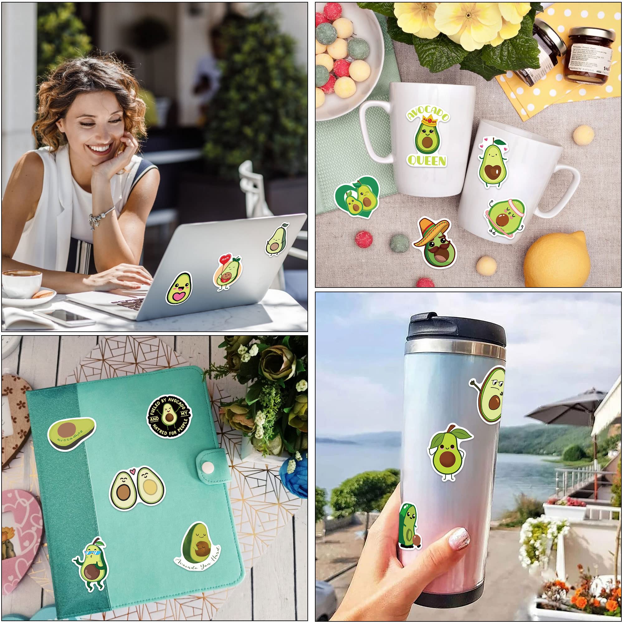 100Pcs Avocado Stickers - Unique Funny Vinyl Waterproof Decals for Water Bottles, Laptops, Party Supplies & Holiday Gifts | Cute Non-Repetitive Designs for DIY Crafts, School Projects & Home Decor