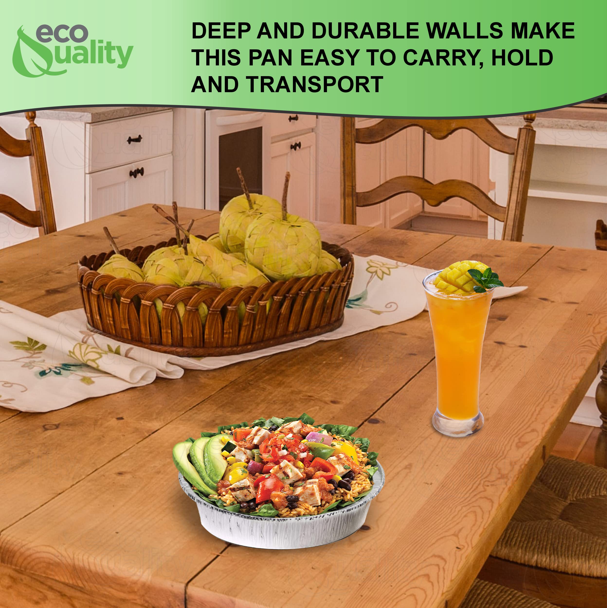 EcoQuality [500 Pack] 6 Inch Disposable Aluminum Foil Pans - Round Baking Pans for Cooking, Catering, Parties & Restaurants - Perfect for Cakes, Pies, Takeout Meals & Food Storage (No Lids)