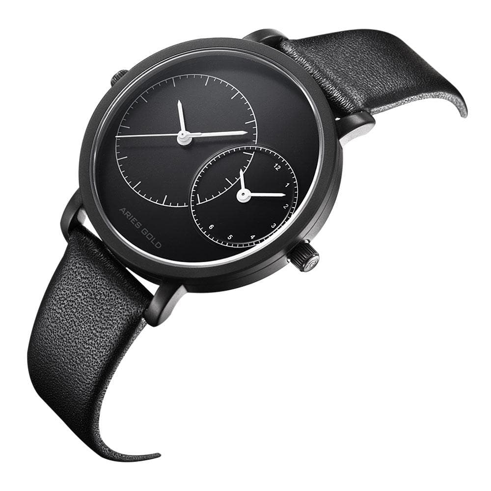 ARIES GOLD WANDERER Black Stainless Steel Women's Watch with Leather Strap - Fashionable Timepiece for Everyday Wear, Office & Special Occasions