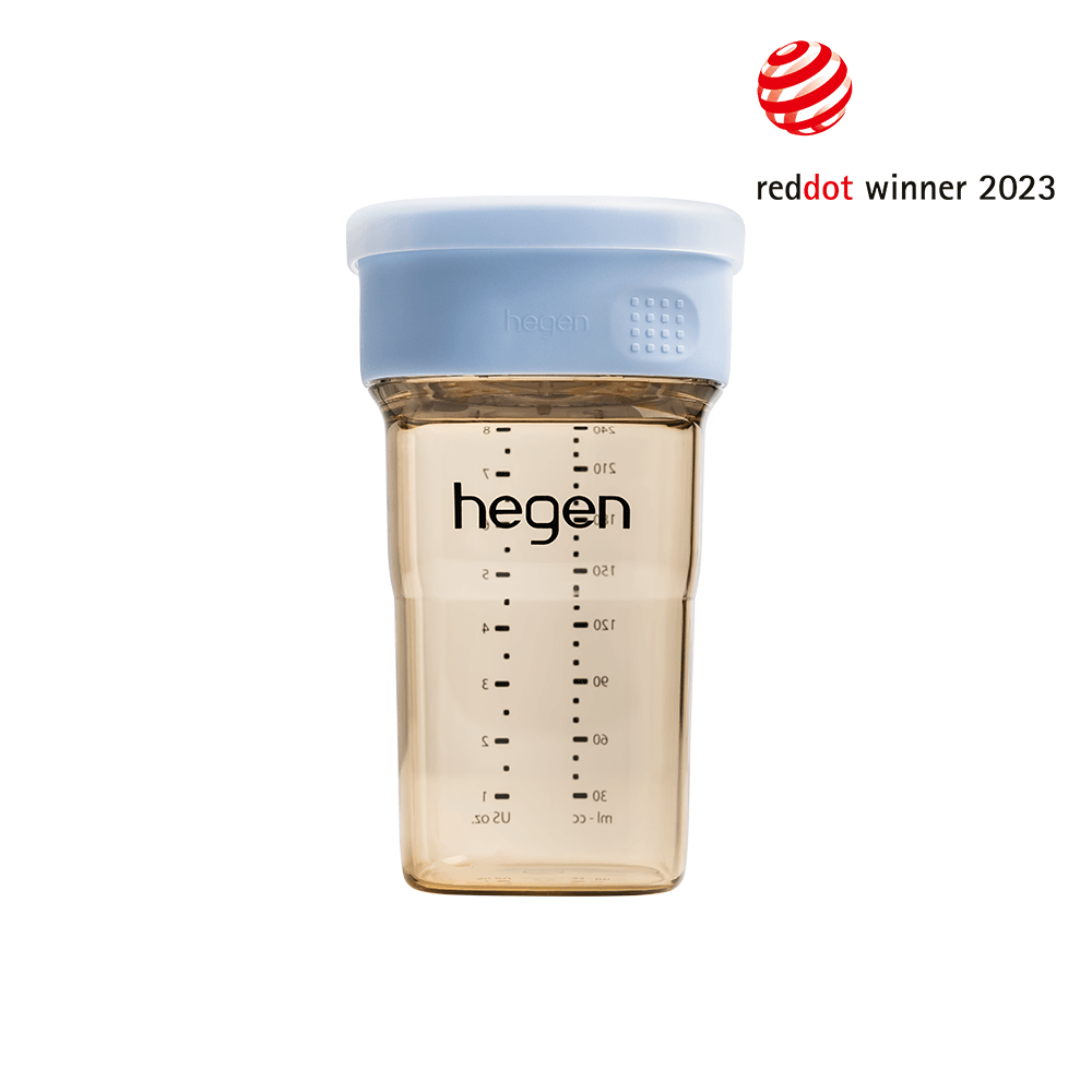 Hegen PCTO™ 240ml/8oz PPSU Baby Bottle with Anti-Colic Vent - Blue (12+ Months) - Perfect for Breastfeeding, Formula Feeding & On-the-Go Use