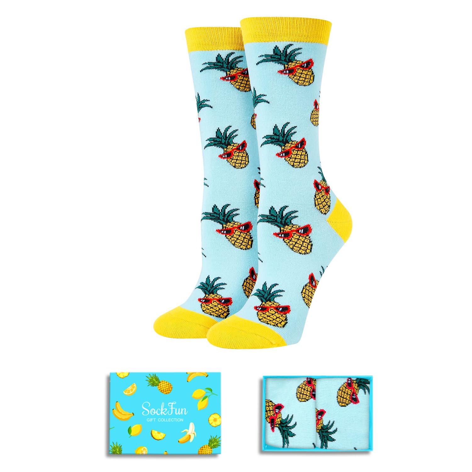 Pineapple Socks for Women - Cute Chicken Socks Hawaiian Gifts - Perfect for Beach Vacations, Summer Outfits & Tropical Themed Parties