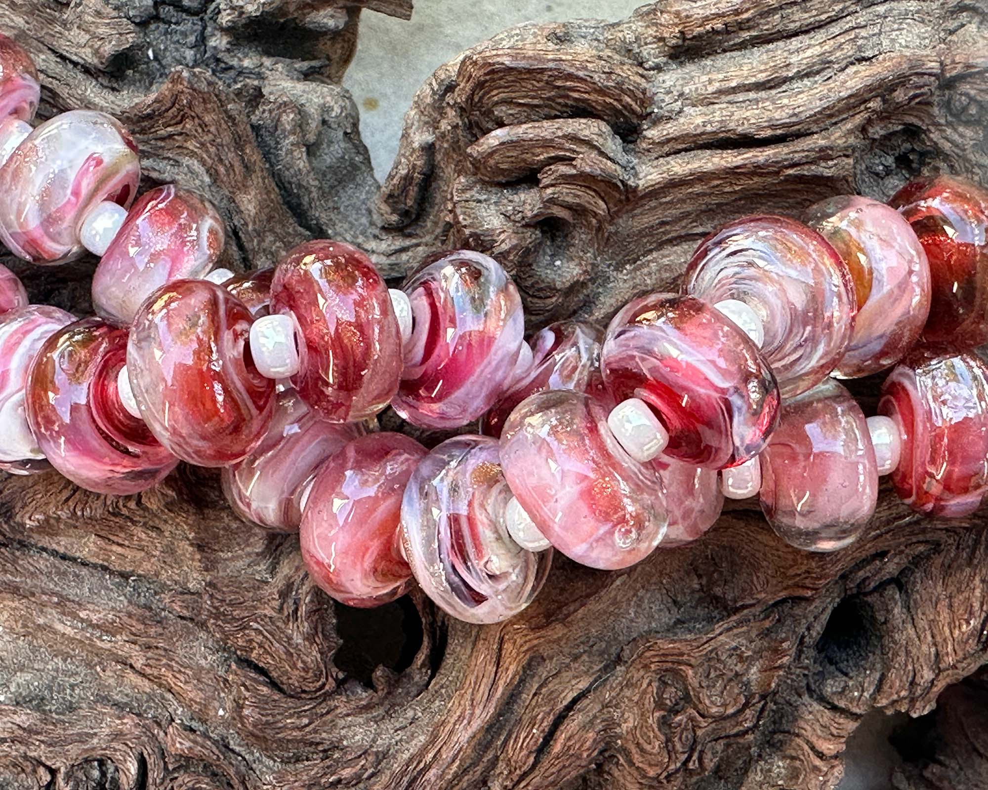 MTO Electric Raspberry Pink Shimmer Lampwork Glass Beads for Jewelry Making, DIY Crafts, Bracelets & Necklaces - Perfect for Handmade Gifts & Boho Style Accessories