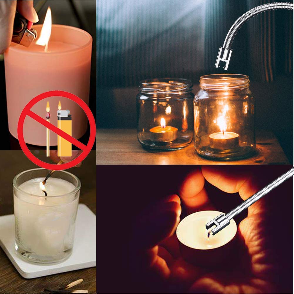USB Plasma Rechargeable Electric Lighter - Windproof & 360° Flexible for Kitchen, BBQ, Candles, Pooja - Perfect for Camping, Travel & Outdoor Use (Black)