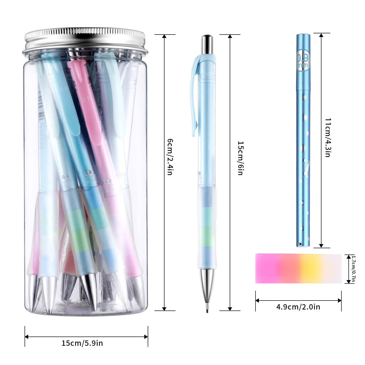 Boao 12-Piece Mechanical Pencil Set with 0.9mm Refills & Erasers - Premium Drafting & Writing Pencils for Students, Artists & Office Use