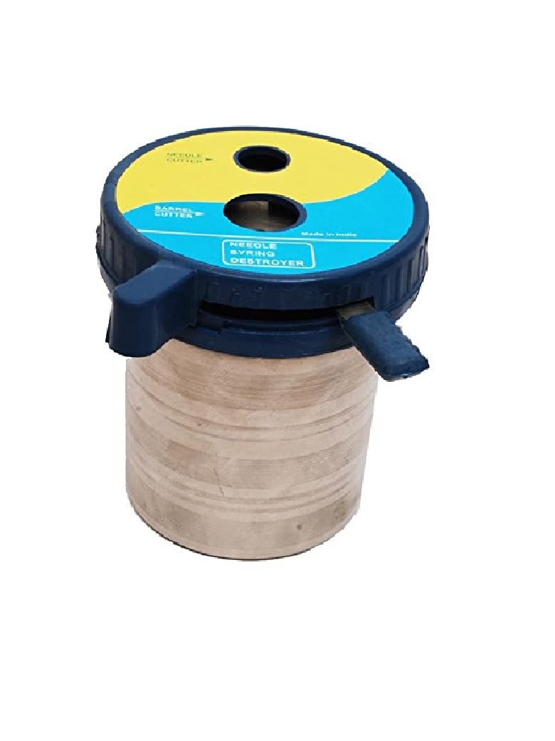 Mowell Manual Needle & Syringe Destroyer Hub Cutter Machine - 500ml Capacity (Plastic) | Safe Medical Waste Disposal for Clinics, Hospitals & Home Use