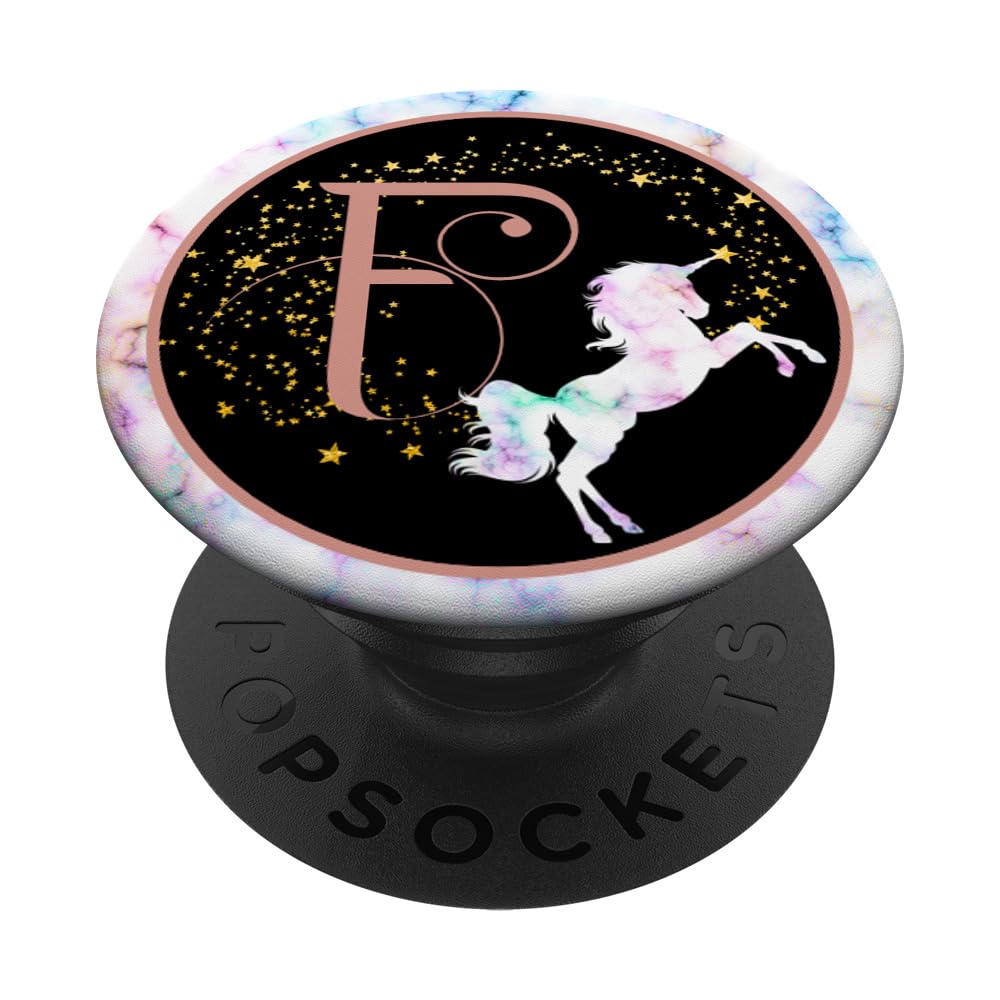 Rose Pink Letter F Monogram Unicorn PopSocket - Adhesive Phone Grip for iPhone, Samsung & More - Perfect for Unicorn Lovers, Gifts & Everyday Use
