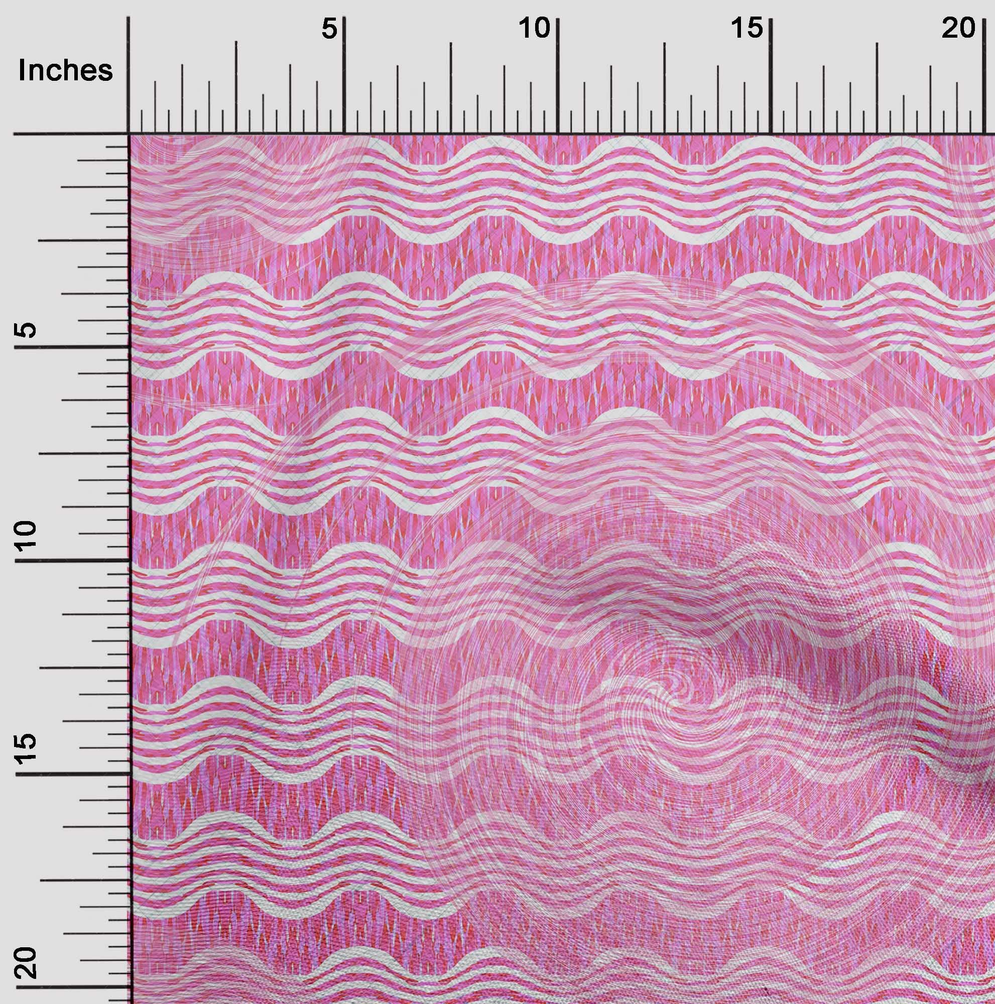 oneOone Cotton Poplin Pink Striped Wave Print Fabric by The Yard - 42 Inch Wide for DIY Clothing, Dresses & Home Decor Sewing Projects