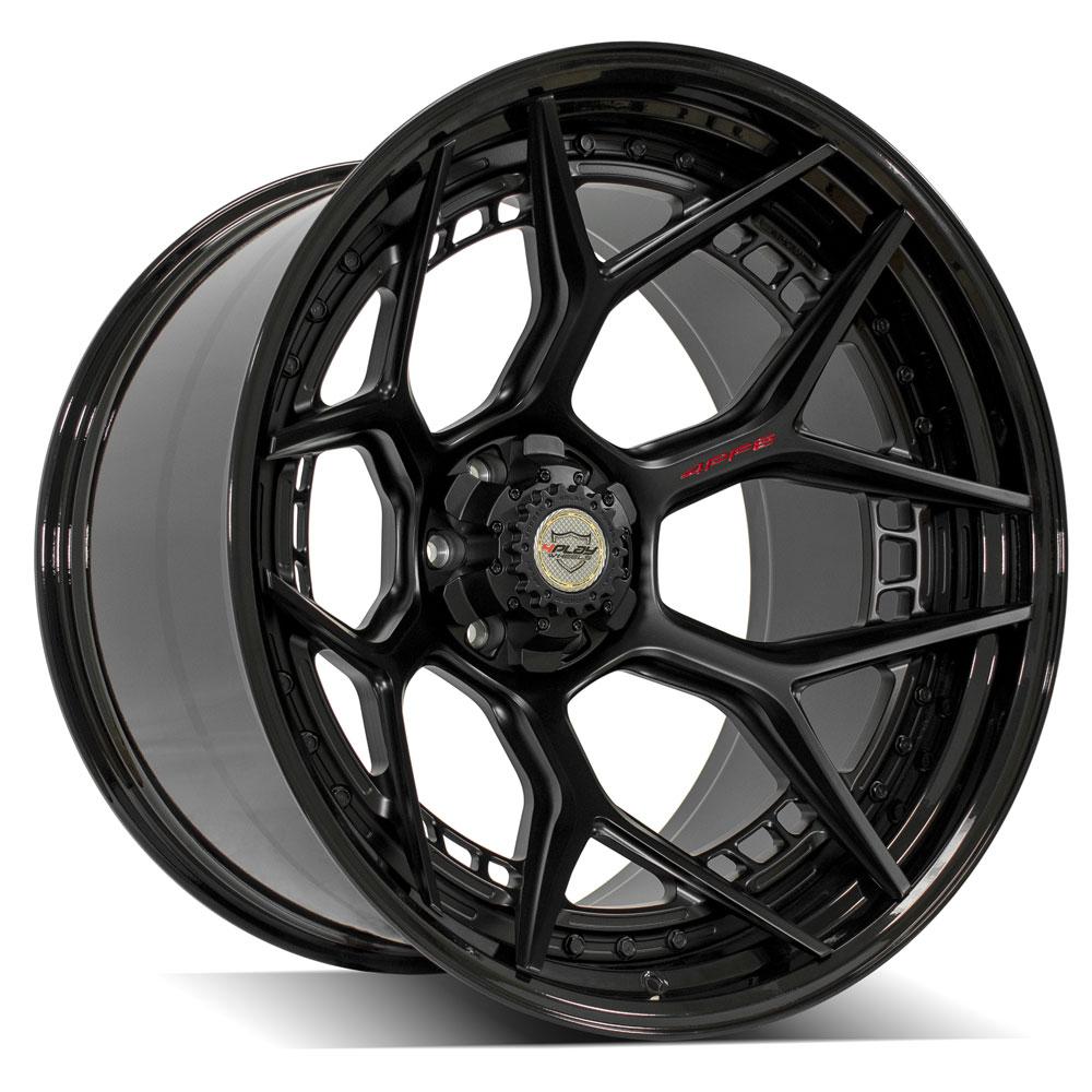 4Play Forged Series 4PF6 Matte Black Wheels with Gloss Black Barrel - 24x14.0 6x135/6x139.7mm 106.1mm Bolt Pattern - Premium Off-Road & Truck Rims for Enhanced Performance & Style