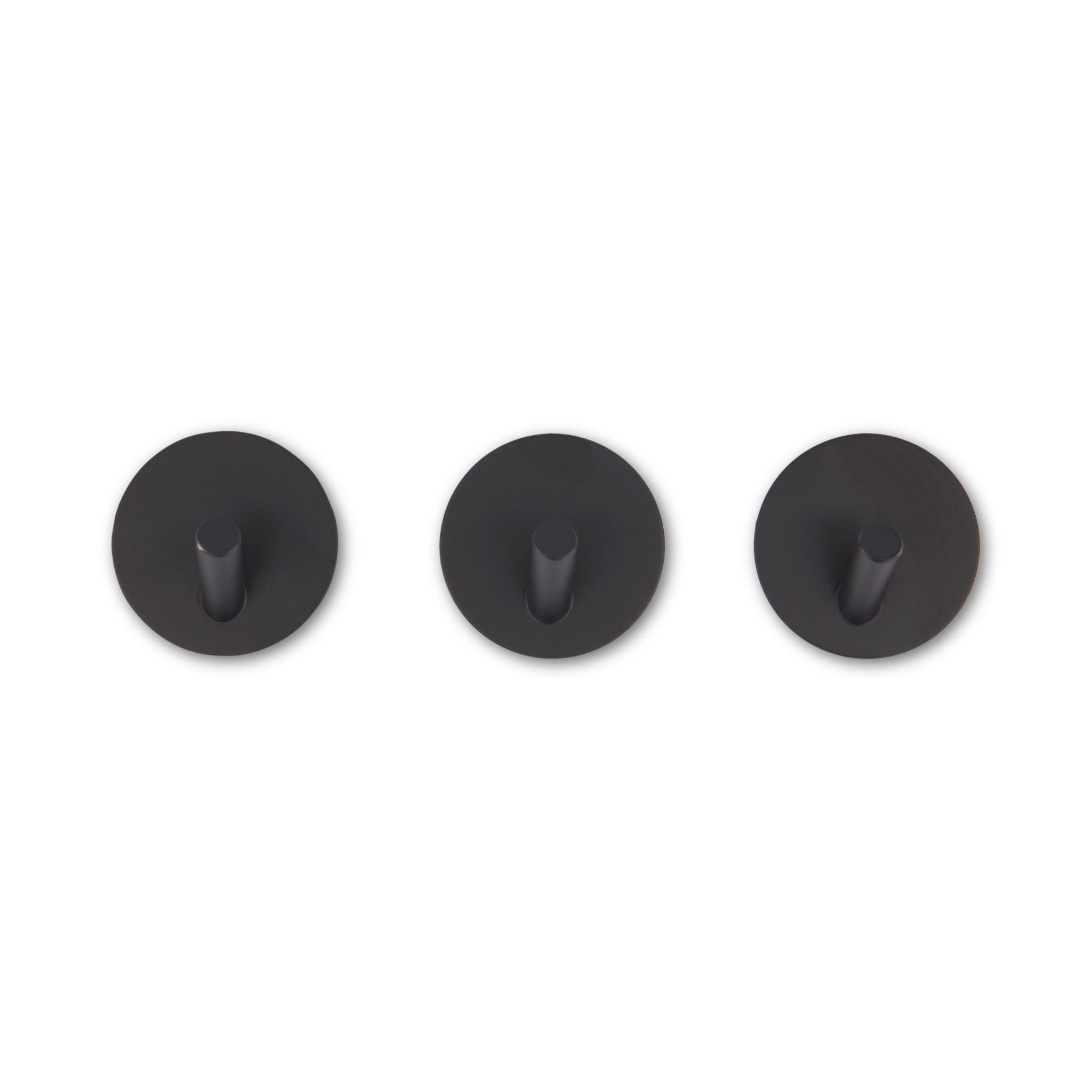 Self Adhesive Hooks - Black (3 Pack) - Heavy Duty Wall Hooks for Hanging Coats, Hats, Keys & Home Decor - No Drilling Required
