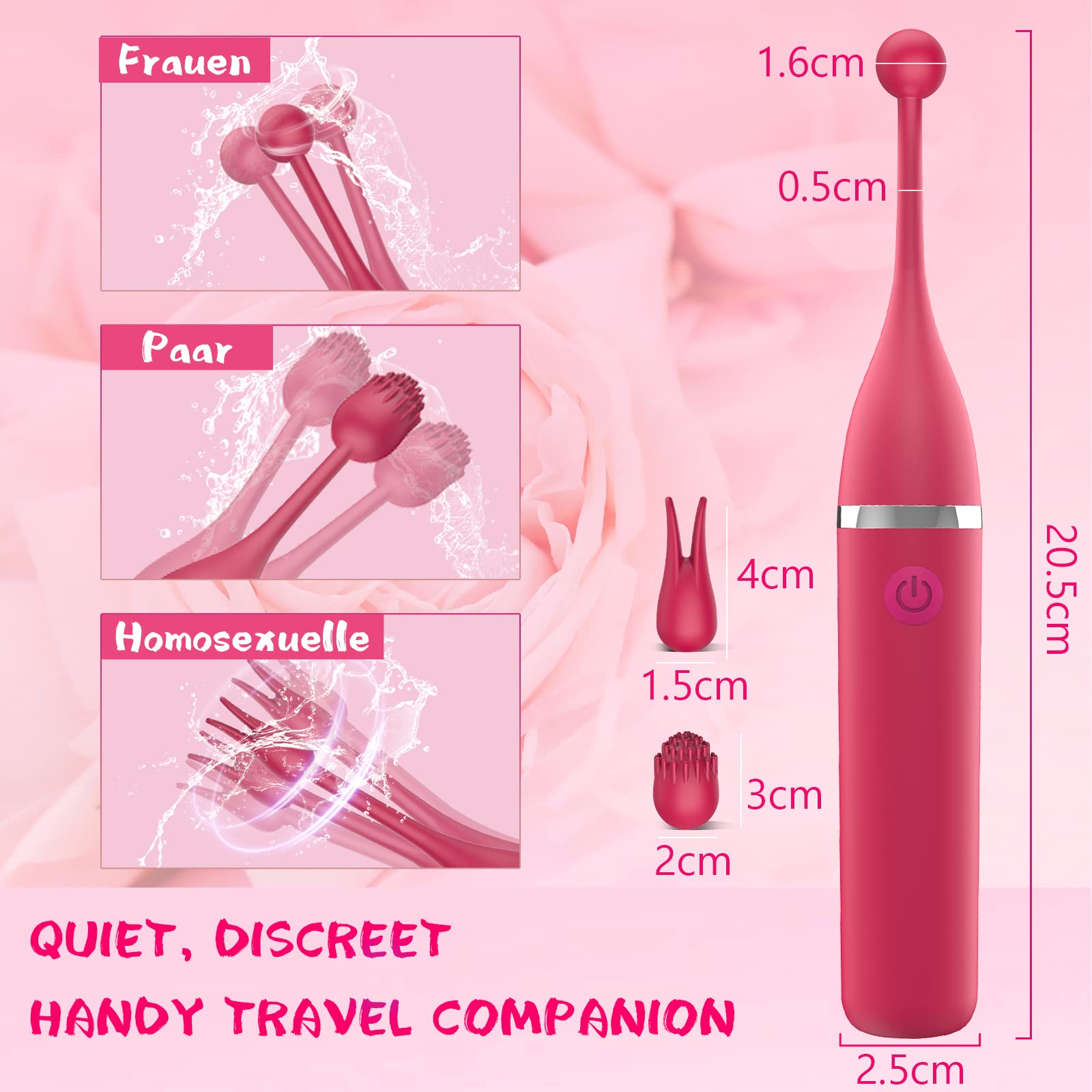 Premium Clitoral Stimulator for Women - 3 Silicone Heads, 10 Vibration Modes, G-Spot & Nipple Stimulation | Waterproof Adult Sex Toy for Solo Play & Couples Intimacy