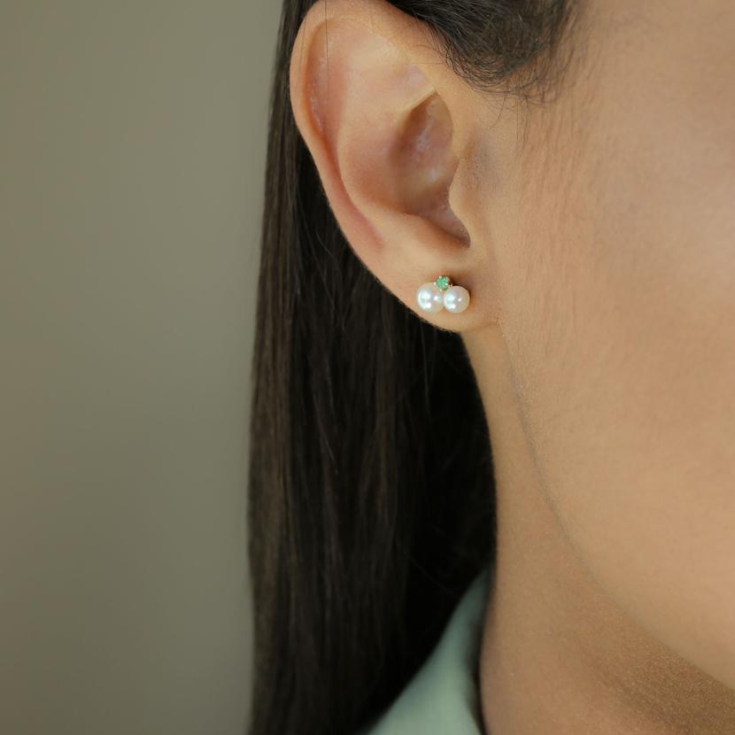 Exquisite Double Pearl and Emerald Stud Earrings for Women - Elegant Jewelry Gift for Brides, Party & Special Occasions