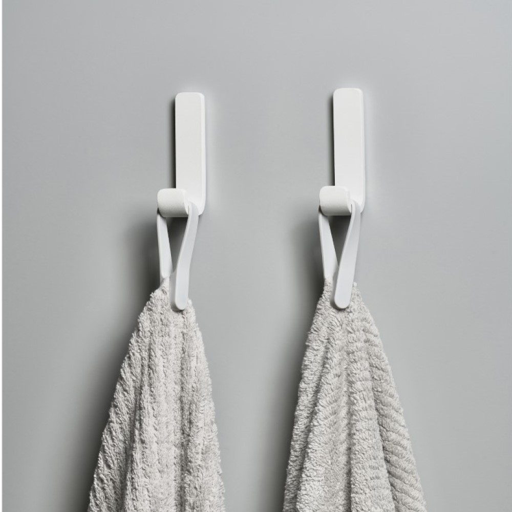 ZONE DENMARK A Hook - White Wall Mounted Hook for Bathroom, Kitchen & Entryway Organization
