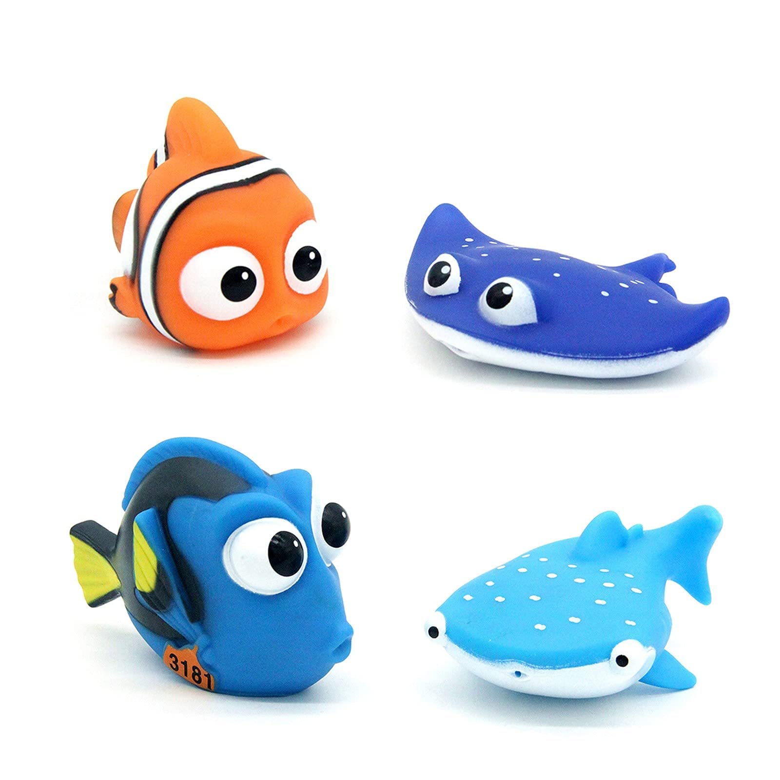**4pcs Shark Bath Squirt Toys for Kids - Fun Baby Bathtub & Swimming Pool Water Toys - Perfect for Toddlers, Infants - Great Birthday Gift & Summer Beach, Pool Activity**    *(Use for bathtime fun, pool parties, beach outings, and outdoor water play!)*