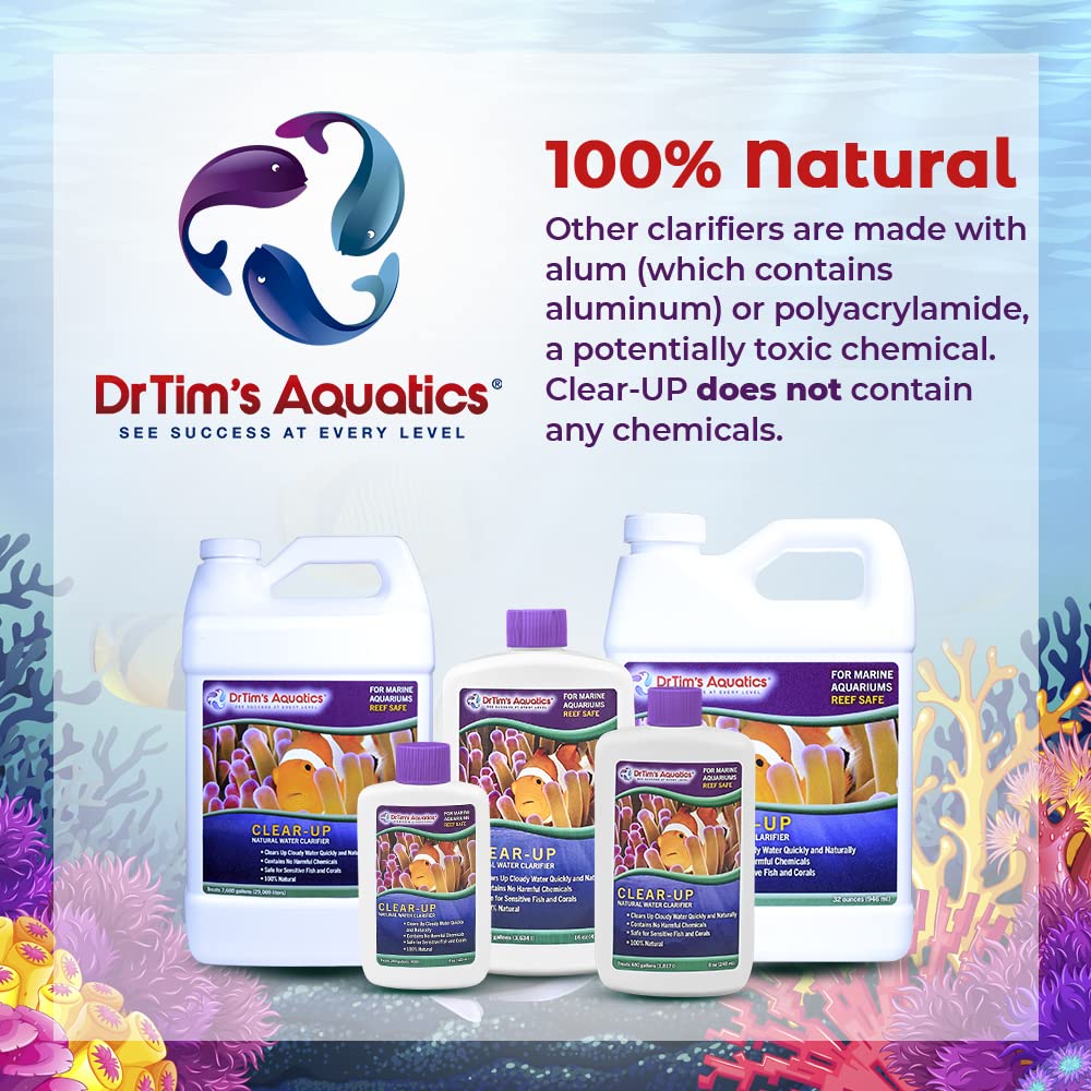 DrTim's Aquatics Reef Clear-Up 128 oz - Marine Tank Cleaner for Saltwater Aquariums | Removes Algae & Improves Water Clarity | Perfect for Coral Reef & Fish Tank Maintenance