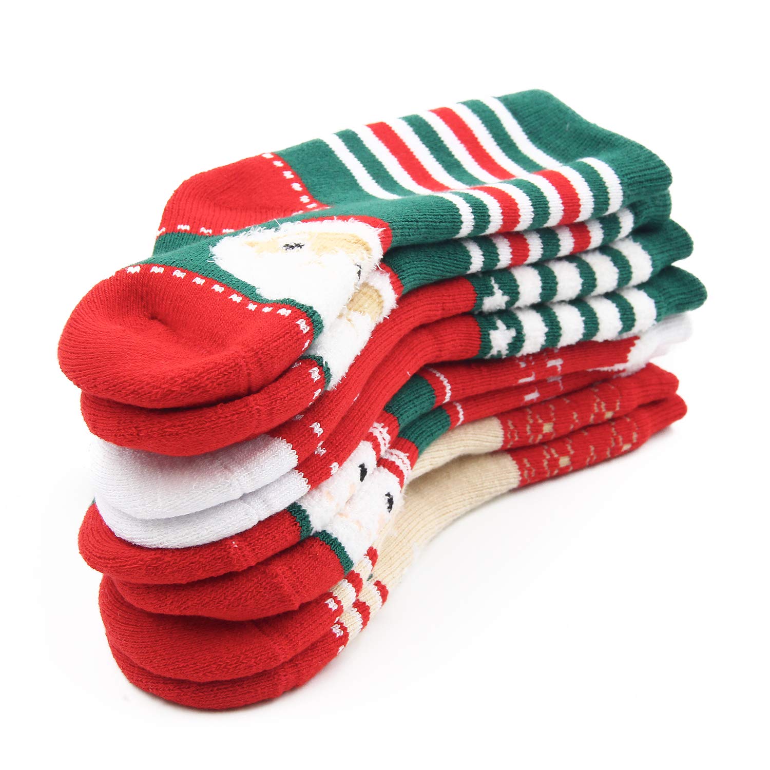 JoJo Boys & Girls Christmas Socks - Warm Winter Thermal Cotton Crew Socks for Kids | Holiday Gift, School, Party & Family Gathering