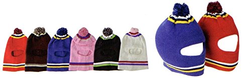 XO Kids Winter Knit Ball Balaclava One Hole Hat - Warm Fleece Face Mask for Boys & Girls - Perfect for Skiing, Snowboarding & Outdoor Winter Activities